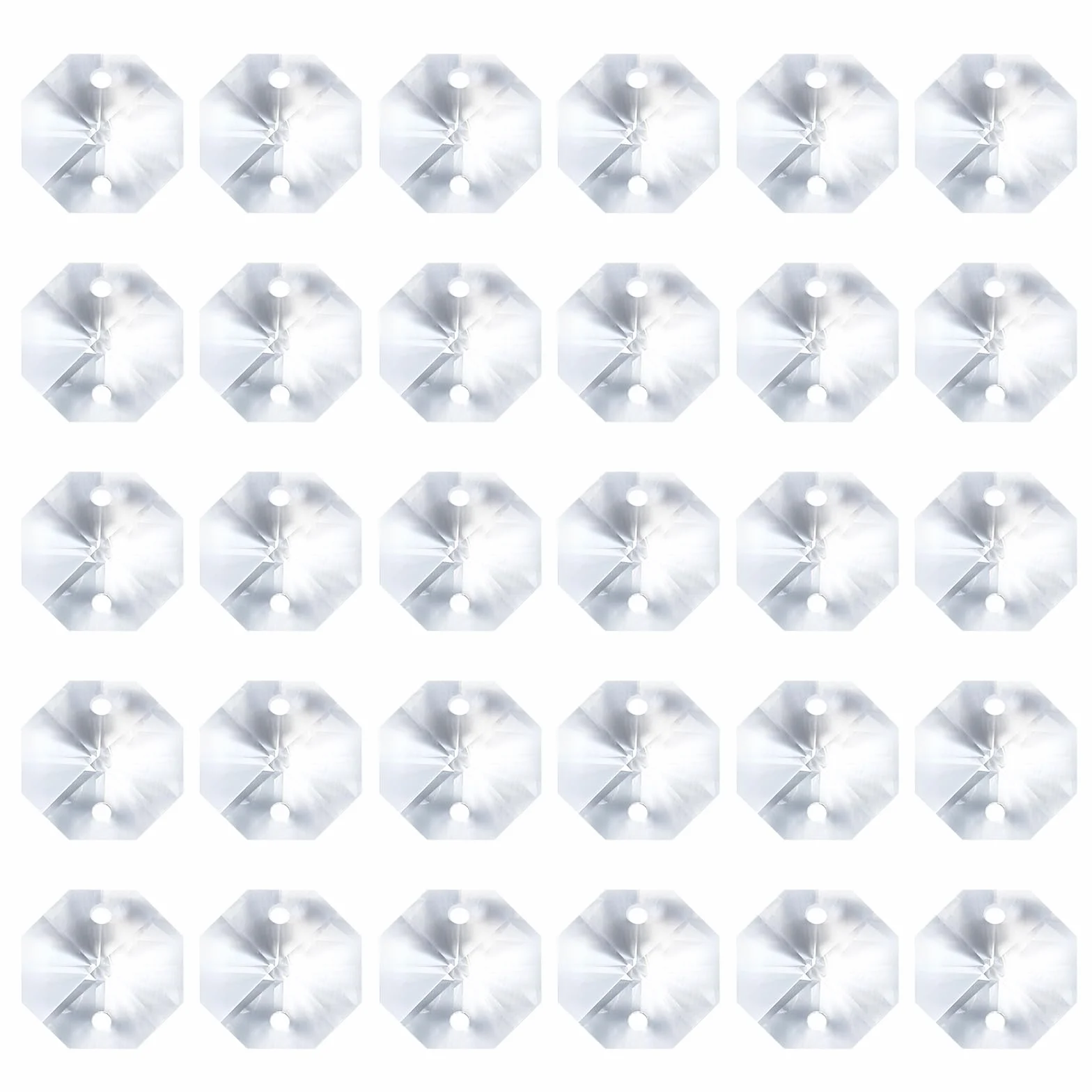 PATIKIL Pendientes de Cristal K9 Octágono 14 mm 2 Agujeros Transparente Paquete 30 Unidades