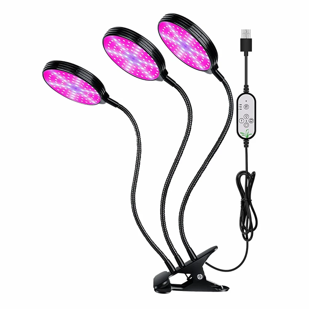 Luz de Crecimiento de Espectro Completo para Plantas de Interior, Luz de Planta LED con Espectro Rojo y Azul, 3 Modos de Cambio, 5 Brillo Regulable, para Jardín, Casa, Oficina, Semillas