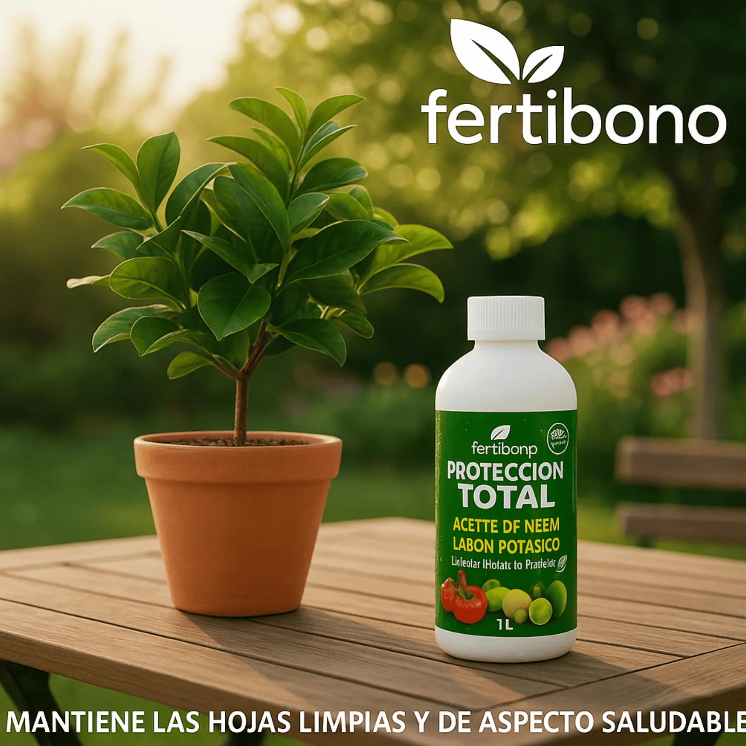 FERTIBONO Jabón Potásico Aceite de Neem 1l Solución Multiusos Natural para Plantas Huertos Jardines