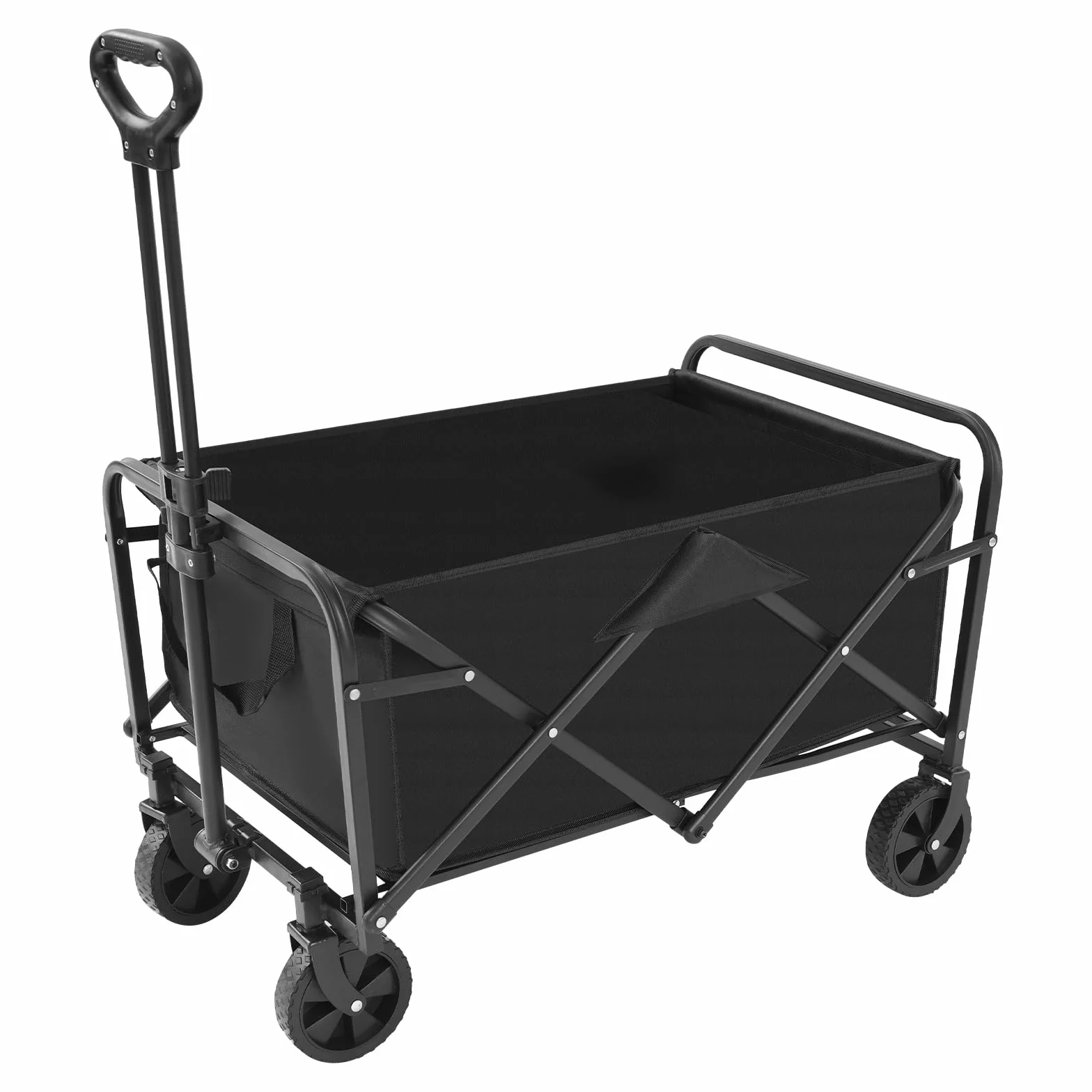Carro de mano plegable pequeño carrito de mano ruedas todoterreno con mango ajustable, antideslumbrante con protección UV, carrito de playa para playa, jardín, camping, compras
