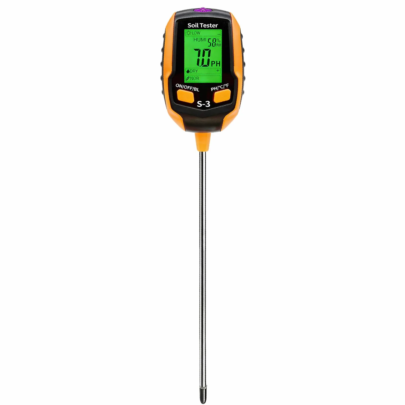 Medidor de Humedad Plantas 4 en 1, Medidor PH Tierra Digital con Pantalla LCD, Sensor Luz Solar para Jardinería