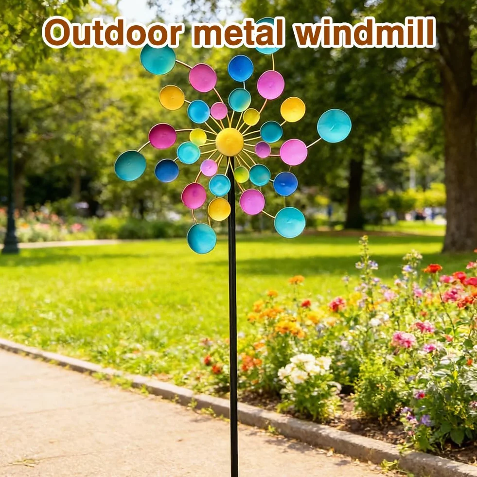 Molino de viento de metal 3D para decoración de jardín