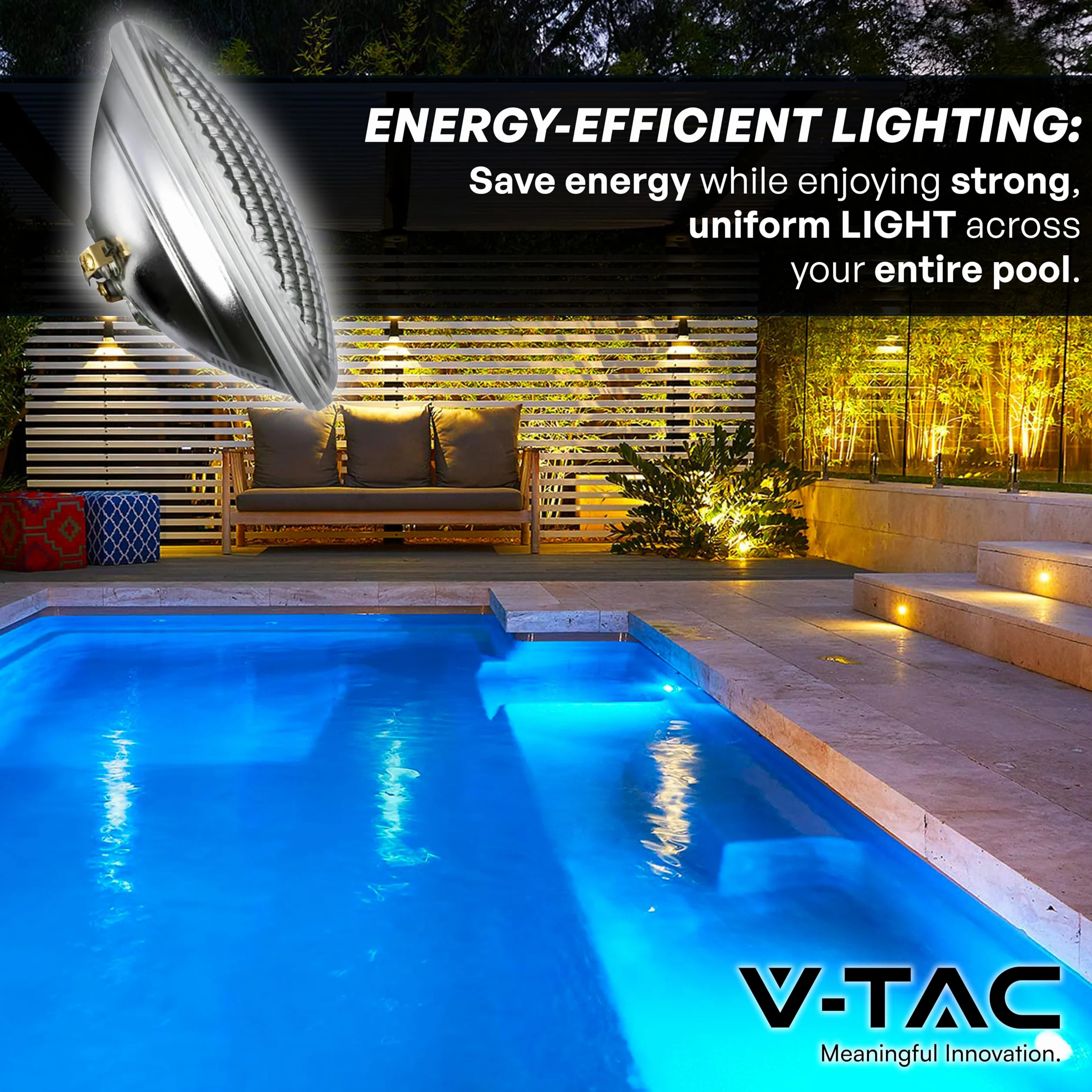 V-TAC Lámpara LED para Piscina 12W PAR56 1260 Lúmenes IP68 Blanco Frío