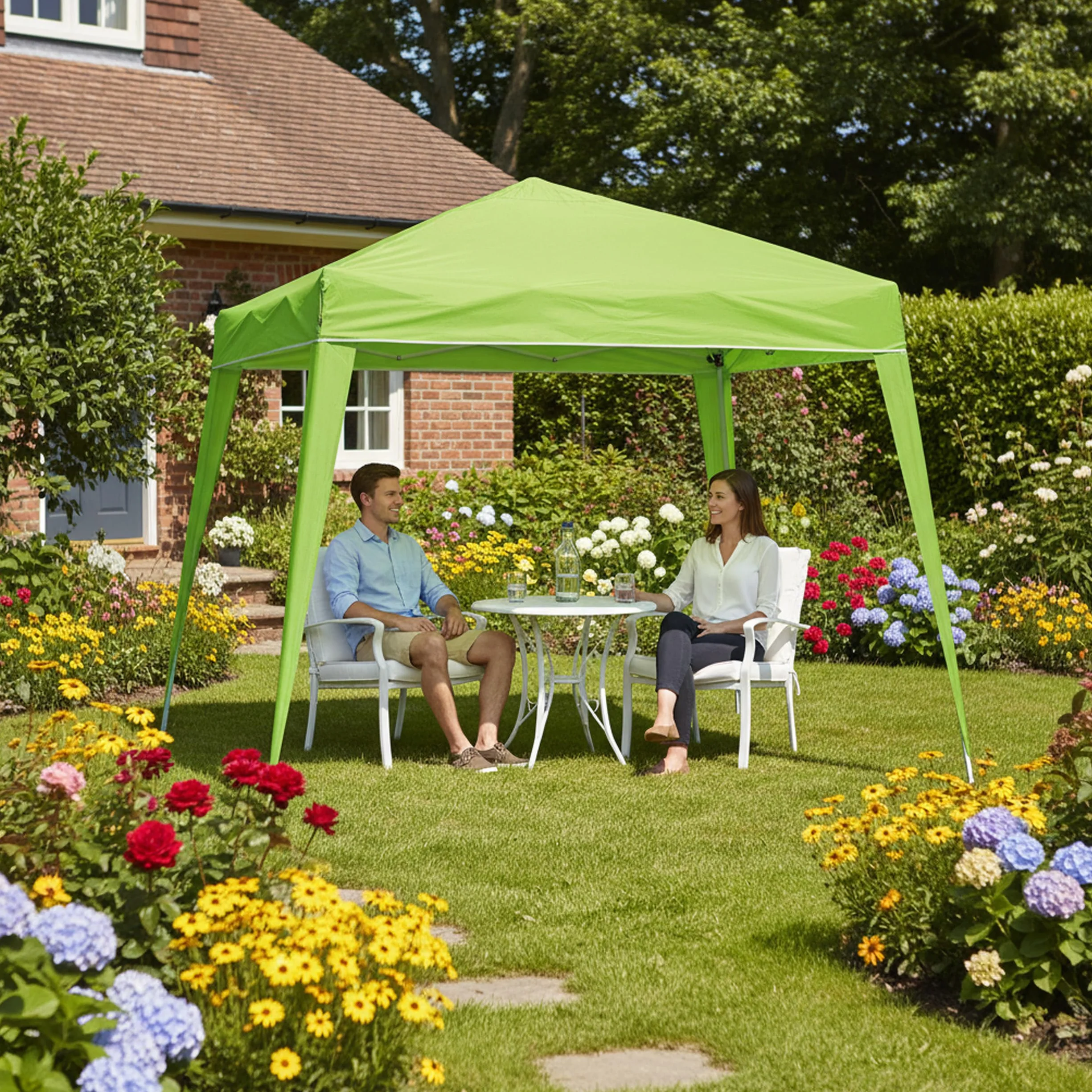 Wasabi - Carpa Plegable 3x3 m – Resistente al Agua - Incluye Vientos y Piquetas de Fijación - Estructura de Acero - Cenador para Jardín – Pérgola Playa - Camping Fiestas