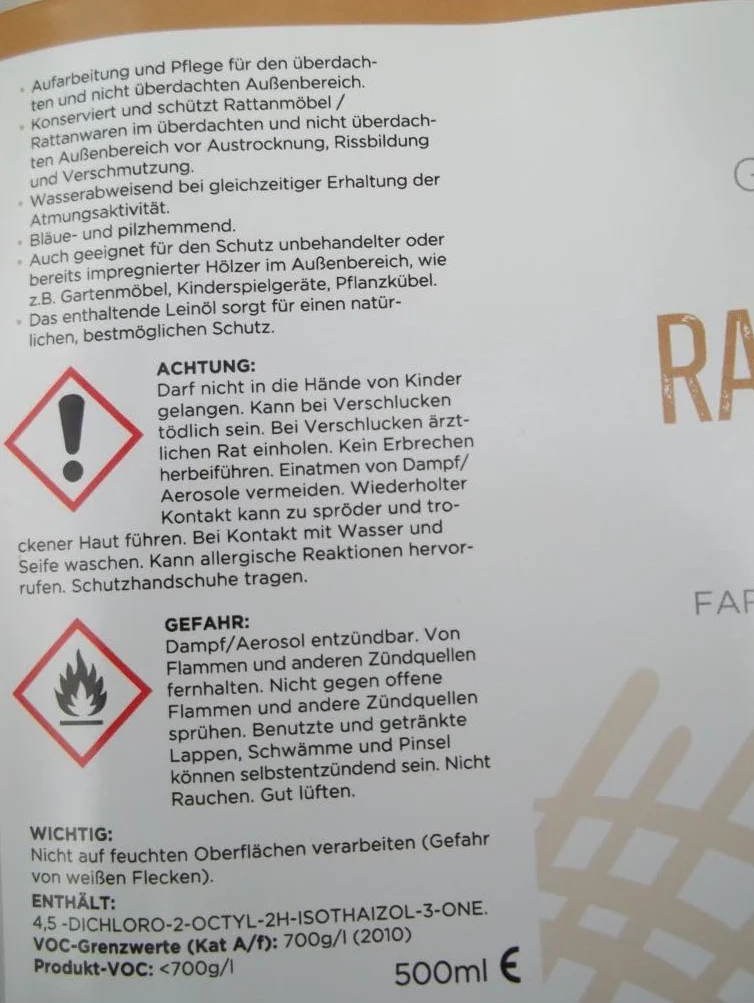 Aceite de ratán para cuidado y conservación