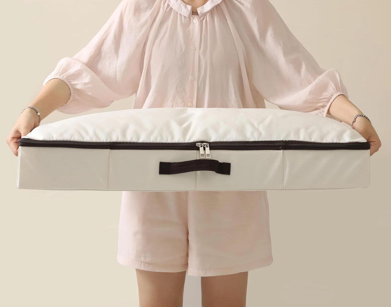 iwill CREATE PRO Cesta almacenamiento plegable debajo cama beige 2 unidades