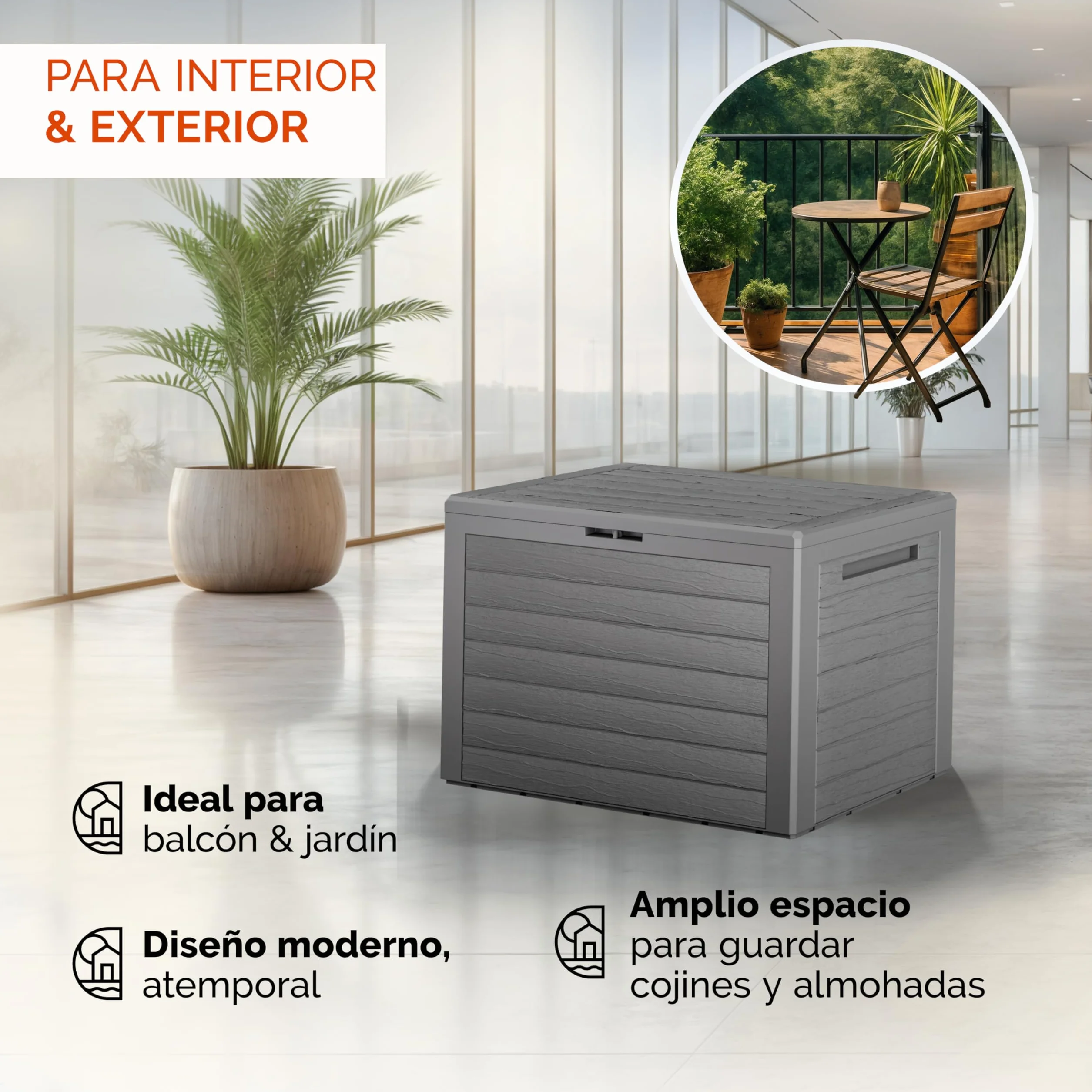 Deuba Baúl de Almacenaje Exterior Arcón de Jardín 190L Gris