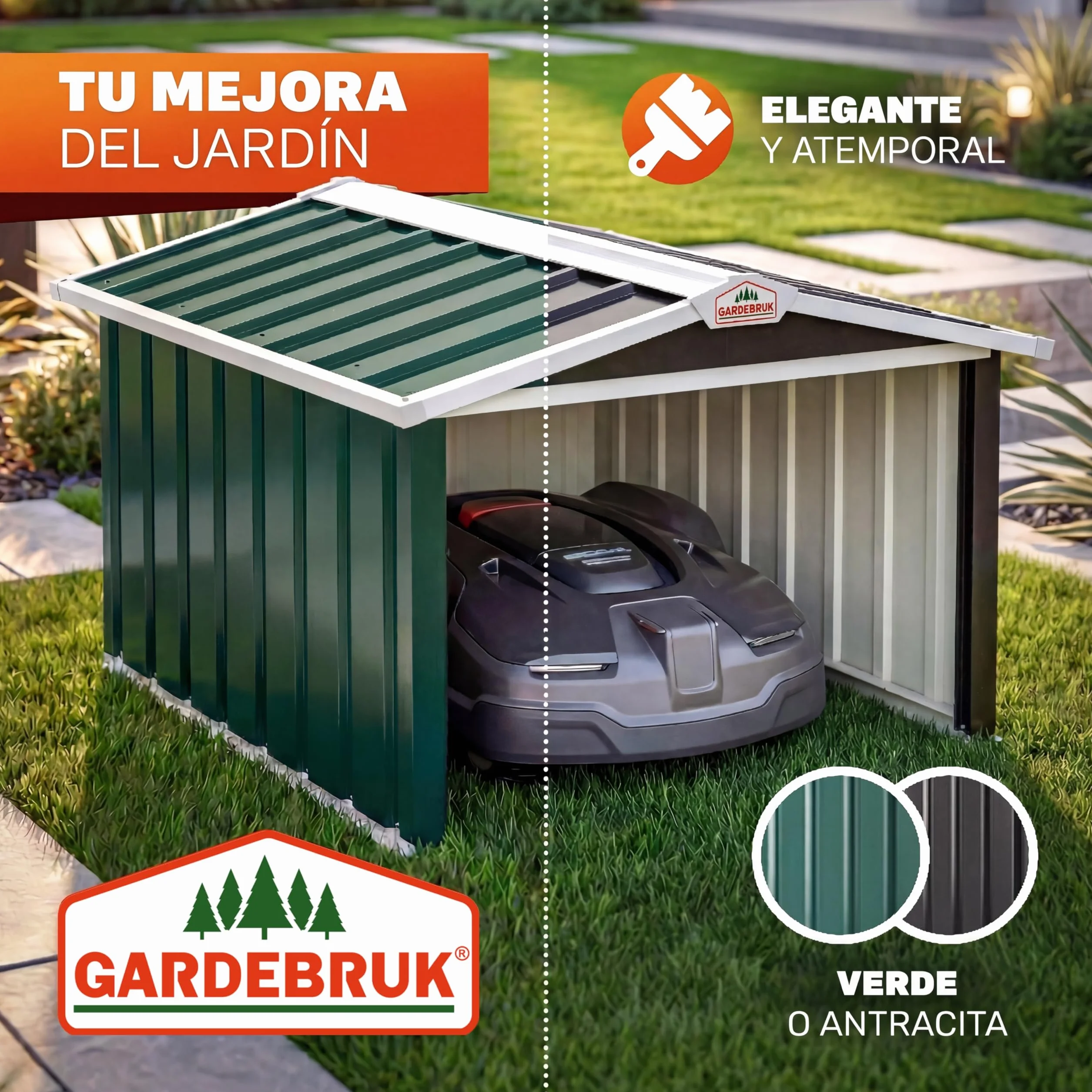 GARDEBRUK Garaje Robot Cortacesped 86x100x63cm Caseta Jardin Proteccion Exterior