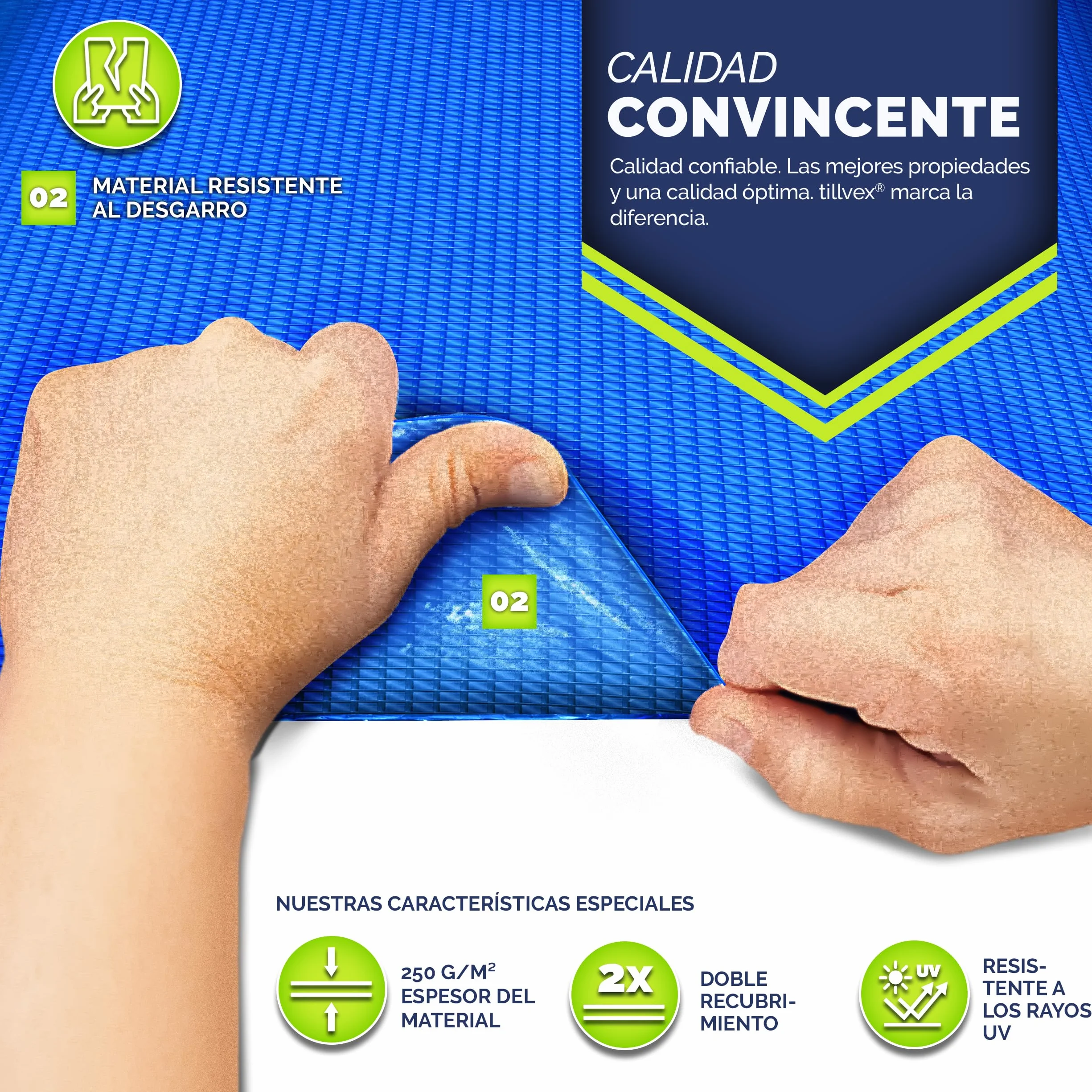 Tillvex Tapiz para Piscina Suelo 338 x 239 cm Rectangular 250 g/m² Resistente UV