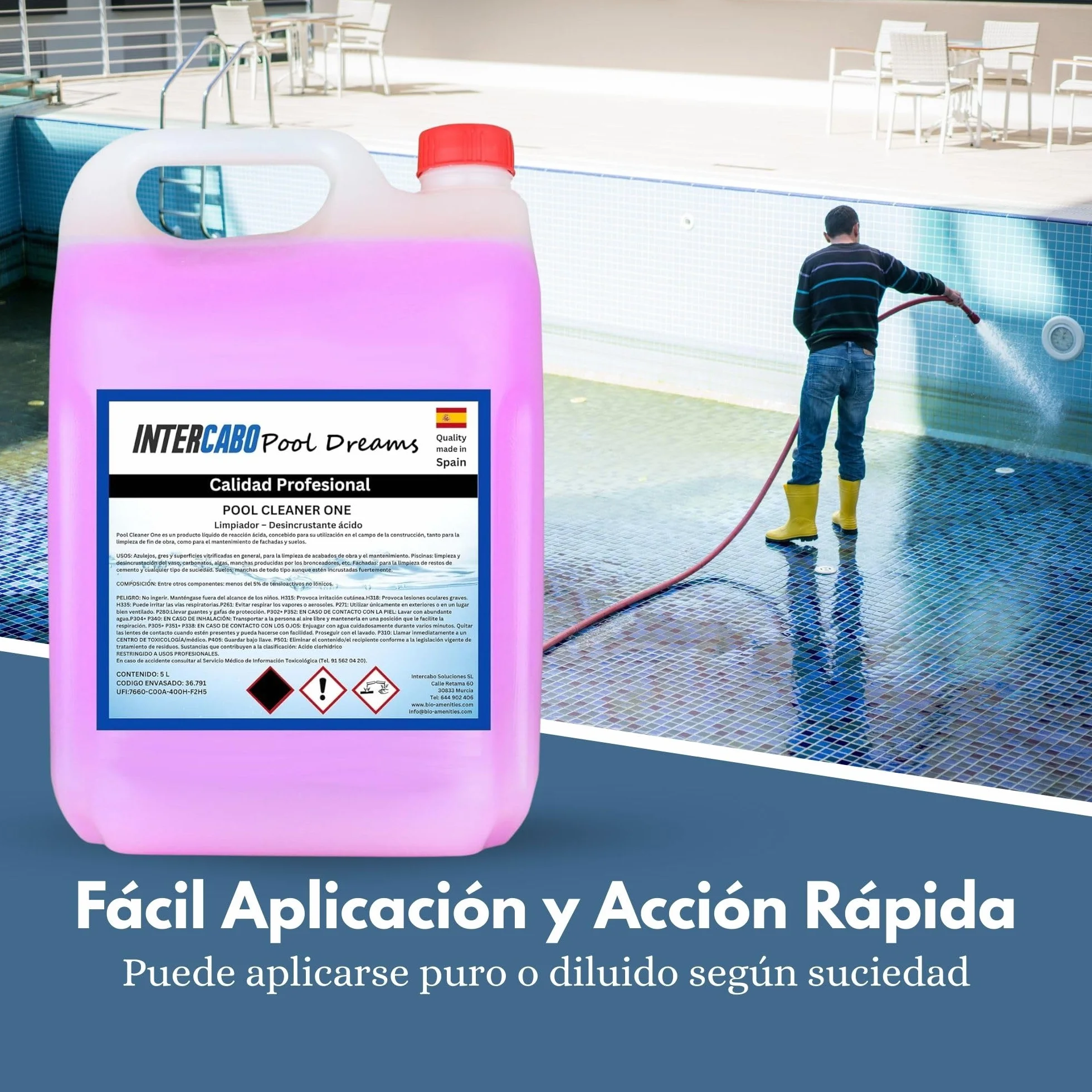 Limpiador Ácido Desincrustante Piscinas 5L – Quitacementos, Elimina Carbonatos y Grasas