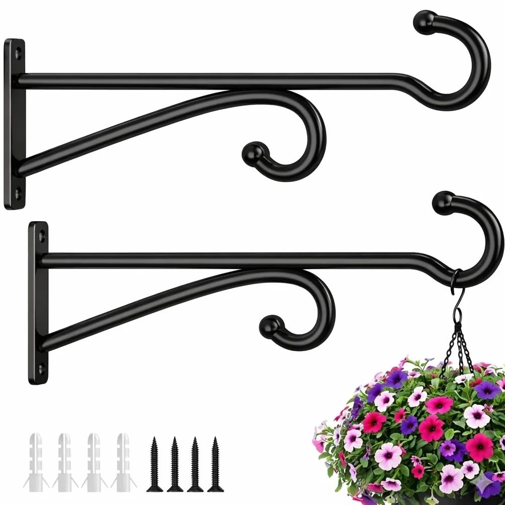 Ganchos para macetas de 25 cm, metálicos, para interiores y exteriores