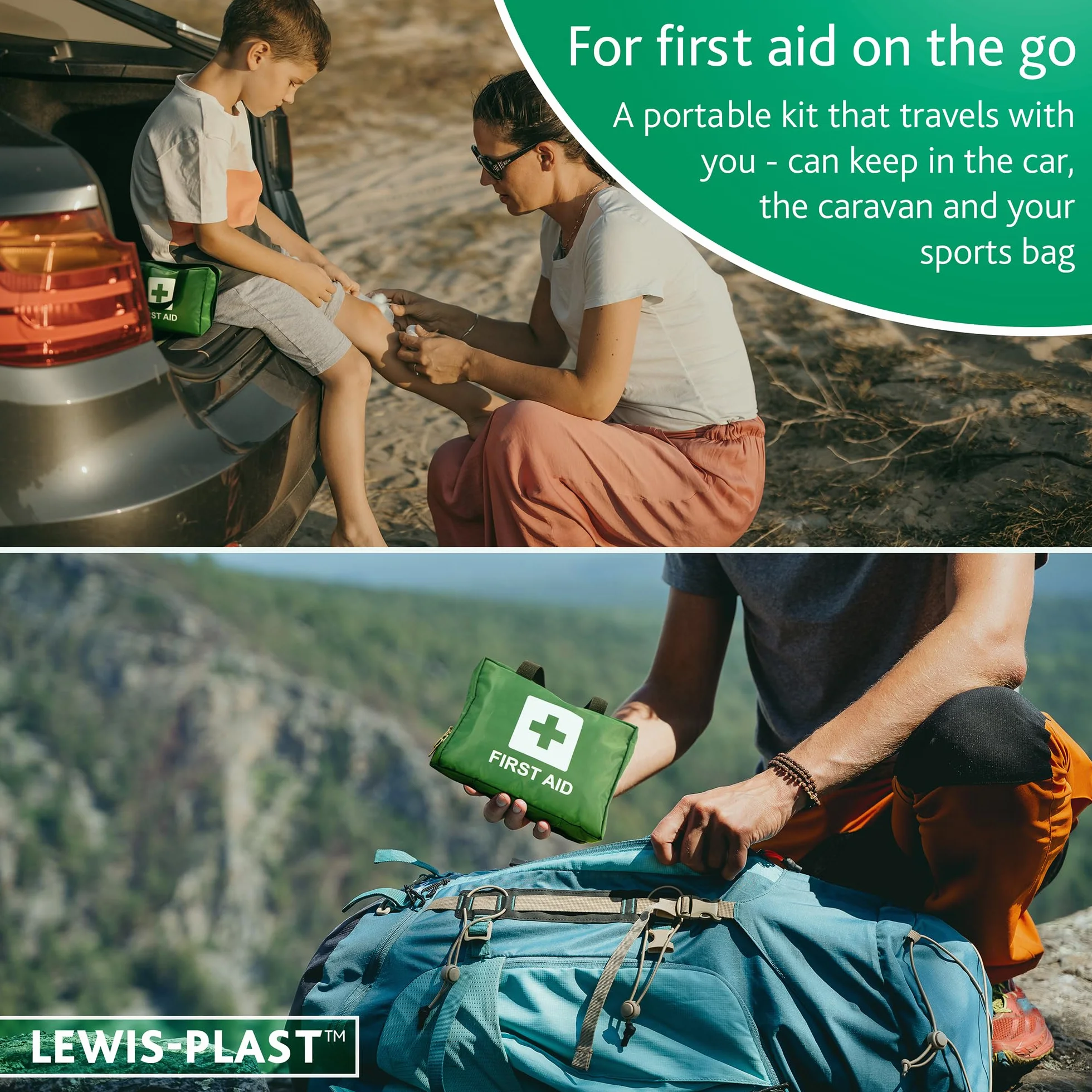 Kit completo de primeros auxilios 90 Piezas LEWIS-PLAST para exteriores