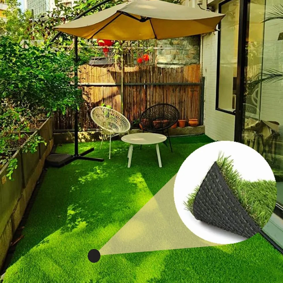 Césped Artificial Alfombra Exterior 3x5 M 20 Mm Altura Permeable Agua Rollo Plástico Jardín