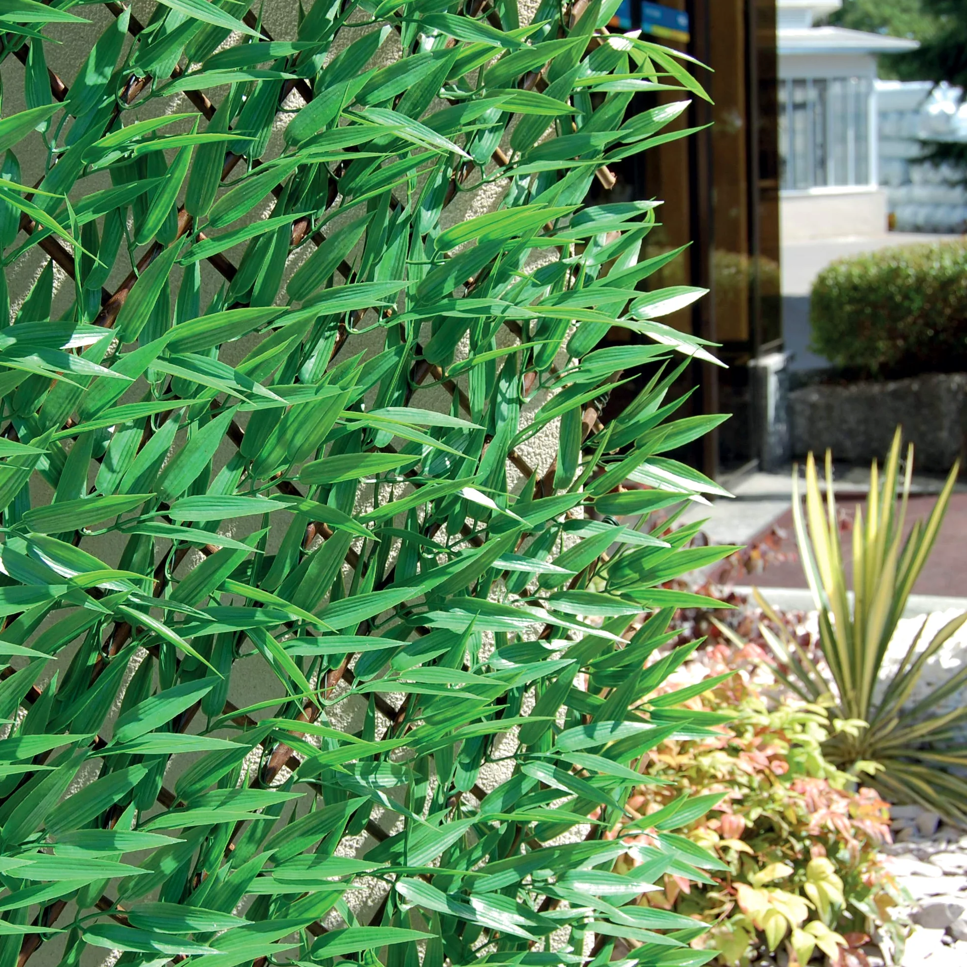 TENAX Divy 3D X-Tens Bamboo 1,00x2 m Verde, Enrejado Extensible de Madera Natural Recubierto con Hojas de Bambú, Occultación para Balcones y Terrazas, Decoración de Paredes
