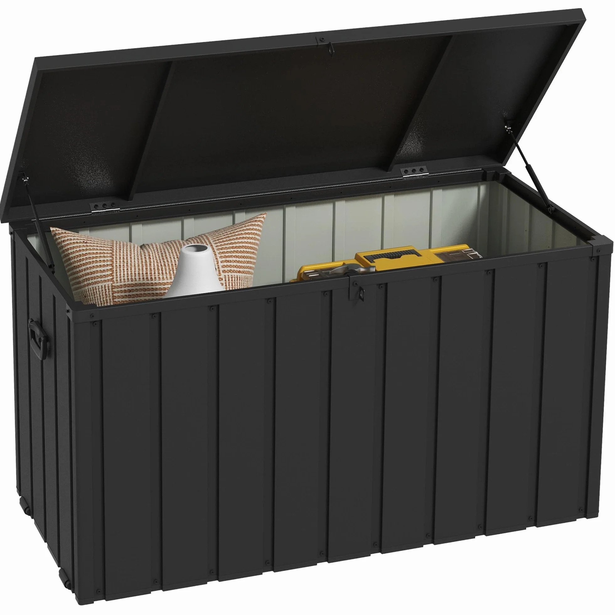Outsunny Baúl Almacenaje Exterior 450L Acero 125,5x61,5x70 cm Gris Oscuro