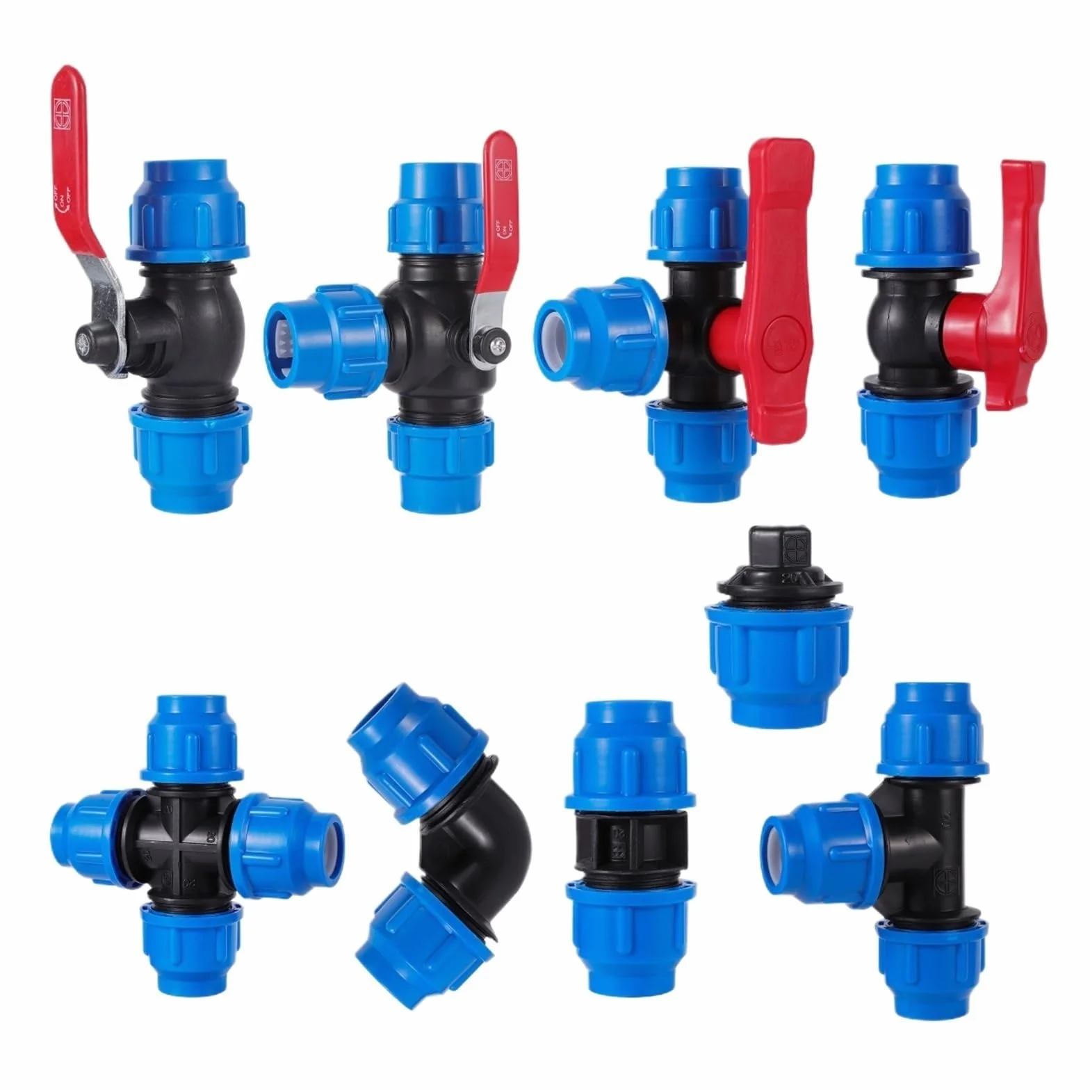Conector de válvula rápida plástico for grifo agua, tubo PVC y PE 20/25/32/40/50 mm, for riego agrícola jardín(Metal Tee valve,20mm)