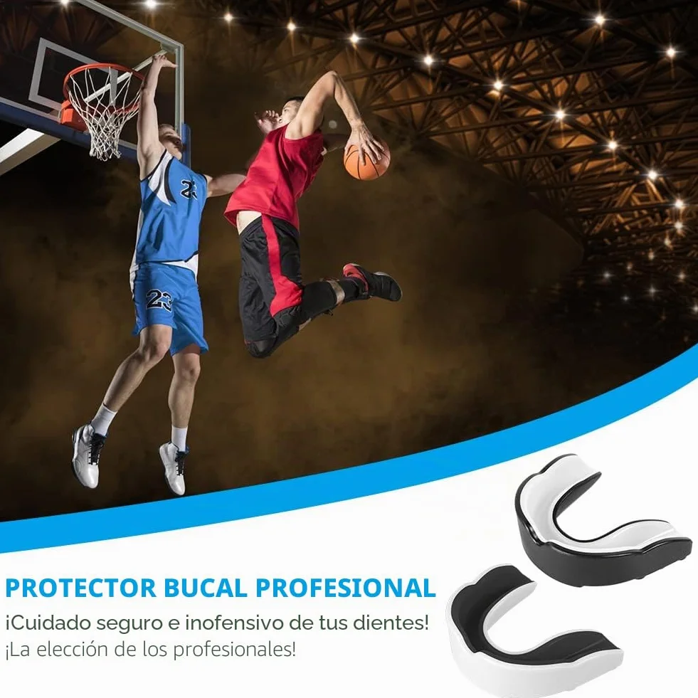 Flintronic Protector Bucal Deportivo Adultos para MMA Boxeo Kickboxing Hockey Fútbol Negro Blanco