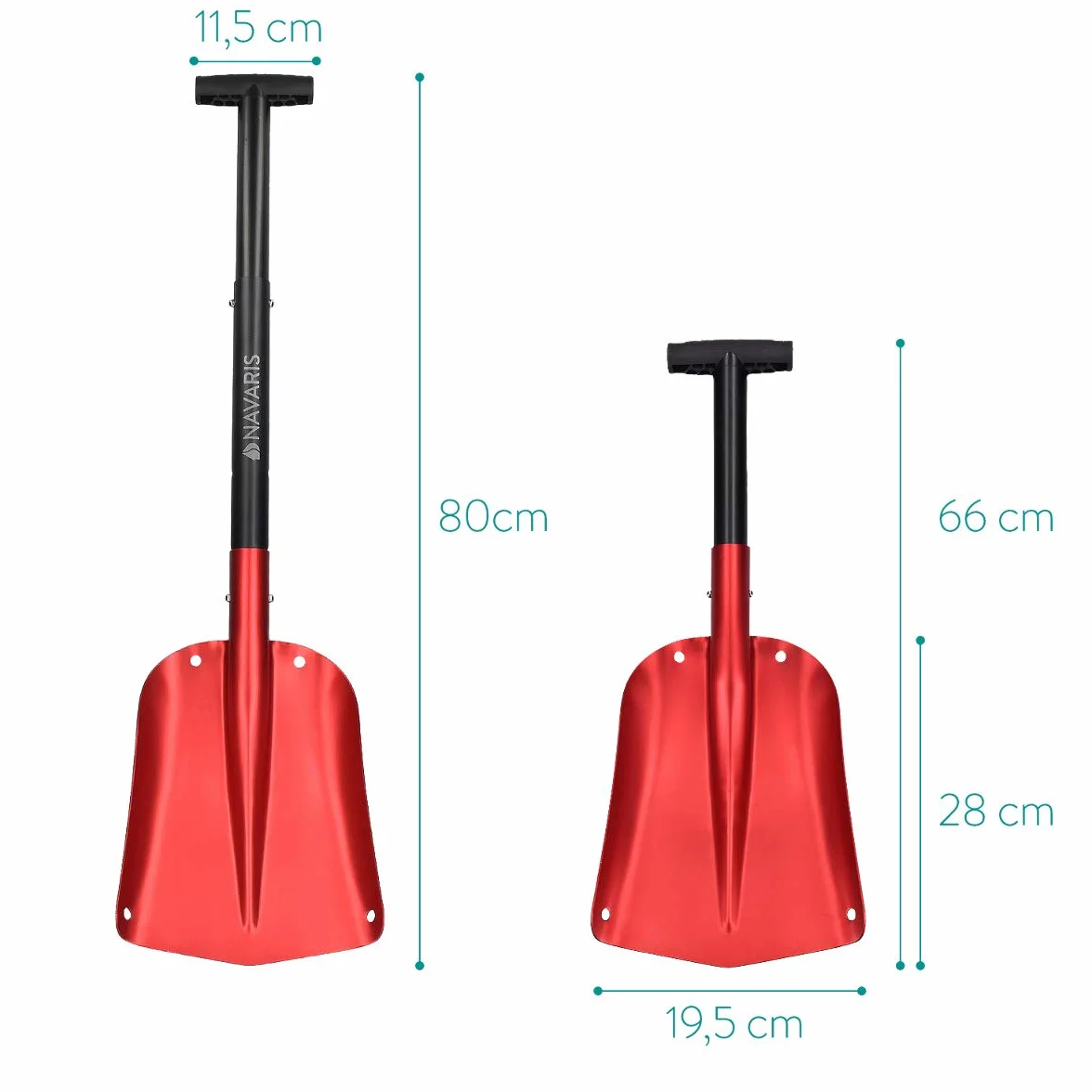 Navaris Pala de Nieve Plegable Quitanieves 80CM Aluminio Rojo y Negro