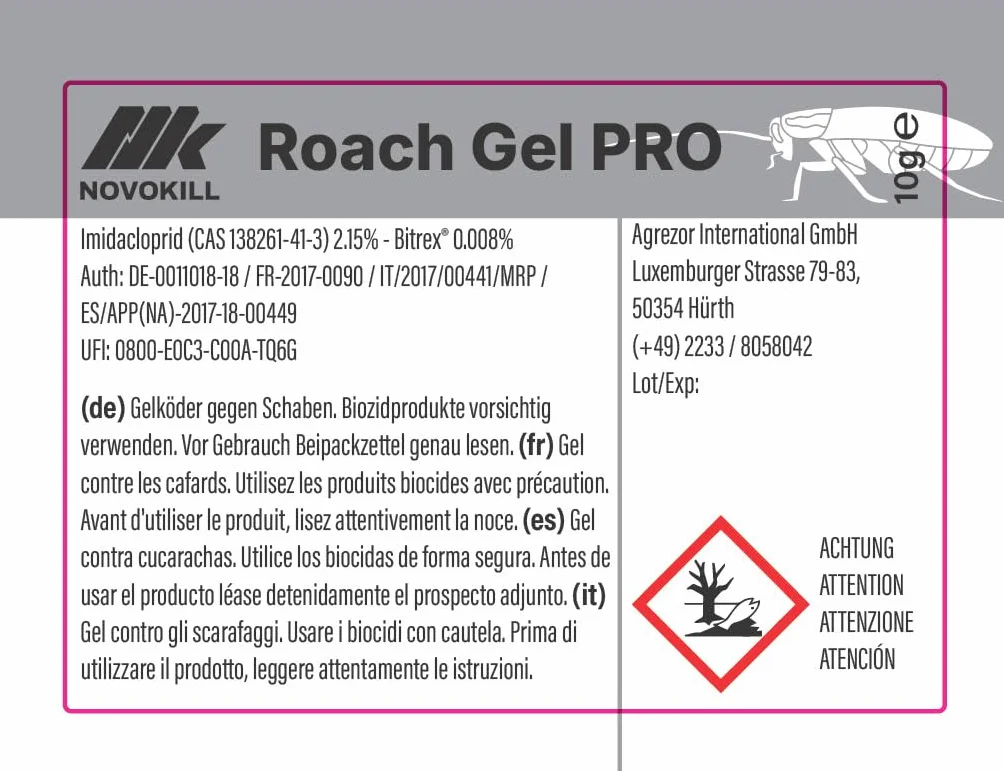 Novokill Roach Gel PRO 2x10g Mata Cucarachas Acción Prolongada