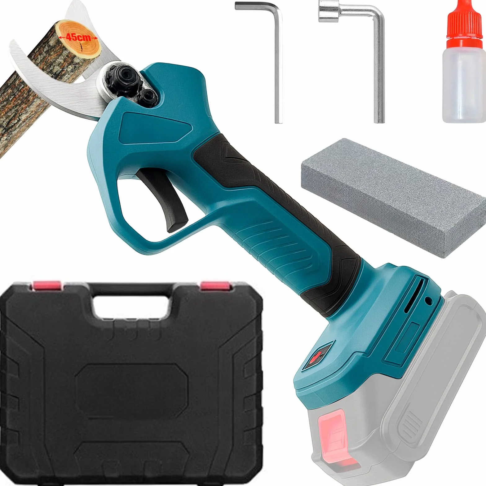 Tijeras de podar eléctricas con batería, 45 mm, para Makita 18 V, tijeras de podar profesionales con pantalla LCD, motor sin escobillas, sierra eléctrica para ramas, arbustos y troncos (sin batería)