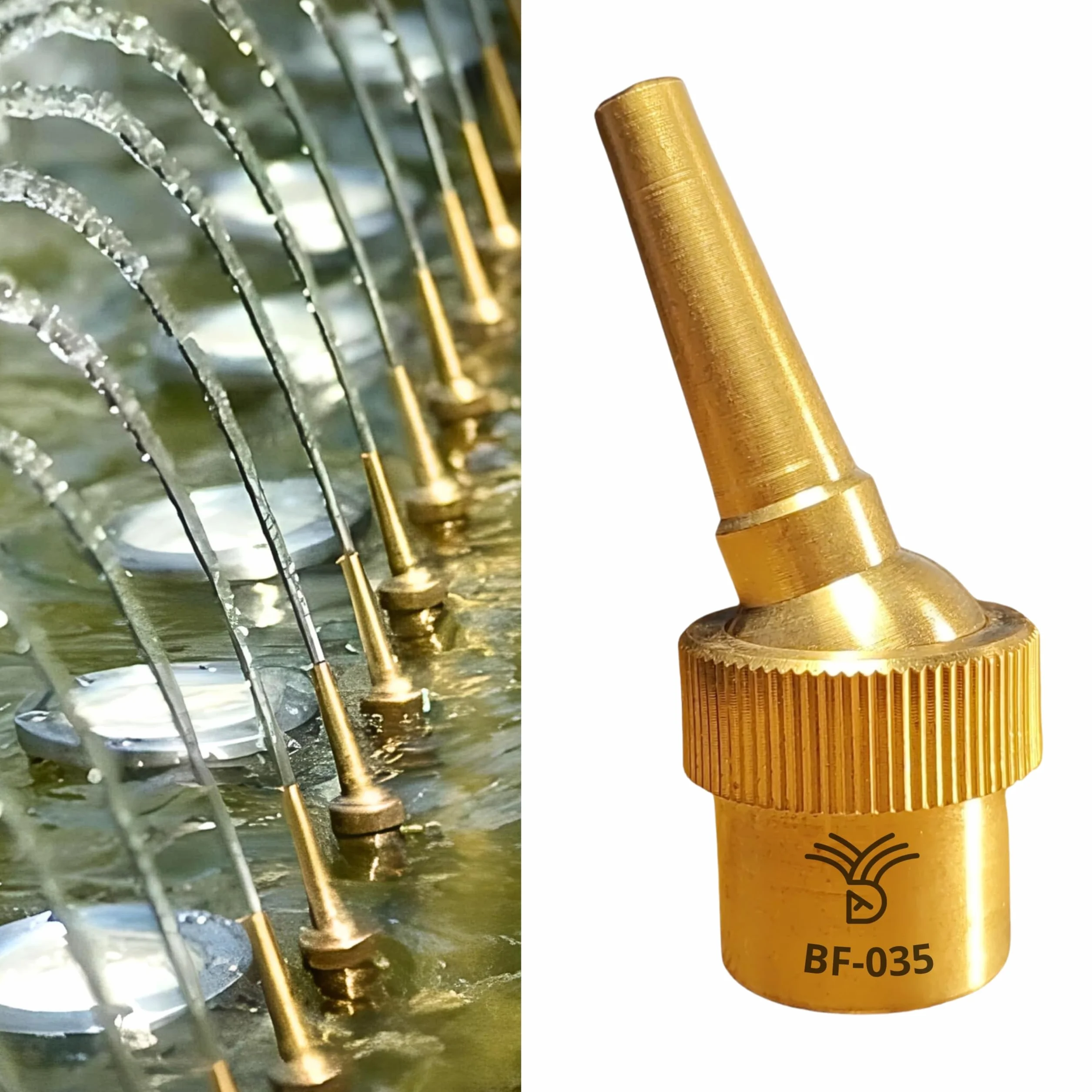 Boquillas para Fuentes de Jardín - Chorro cristalino de Lanza con rótula de 5 mm Rosca 1/2" BSSPT (Latón)