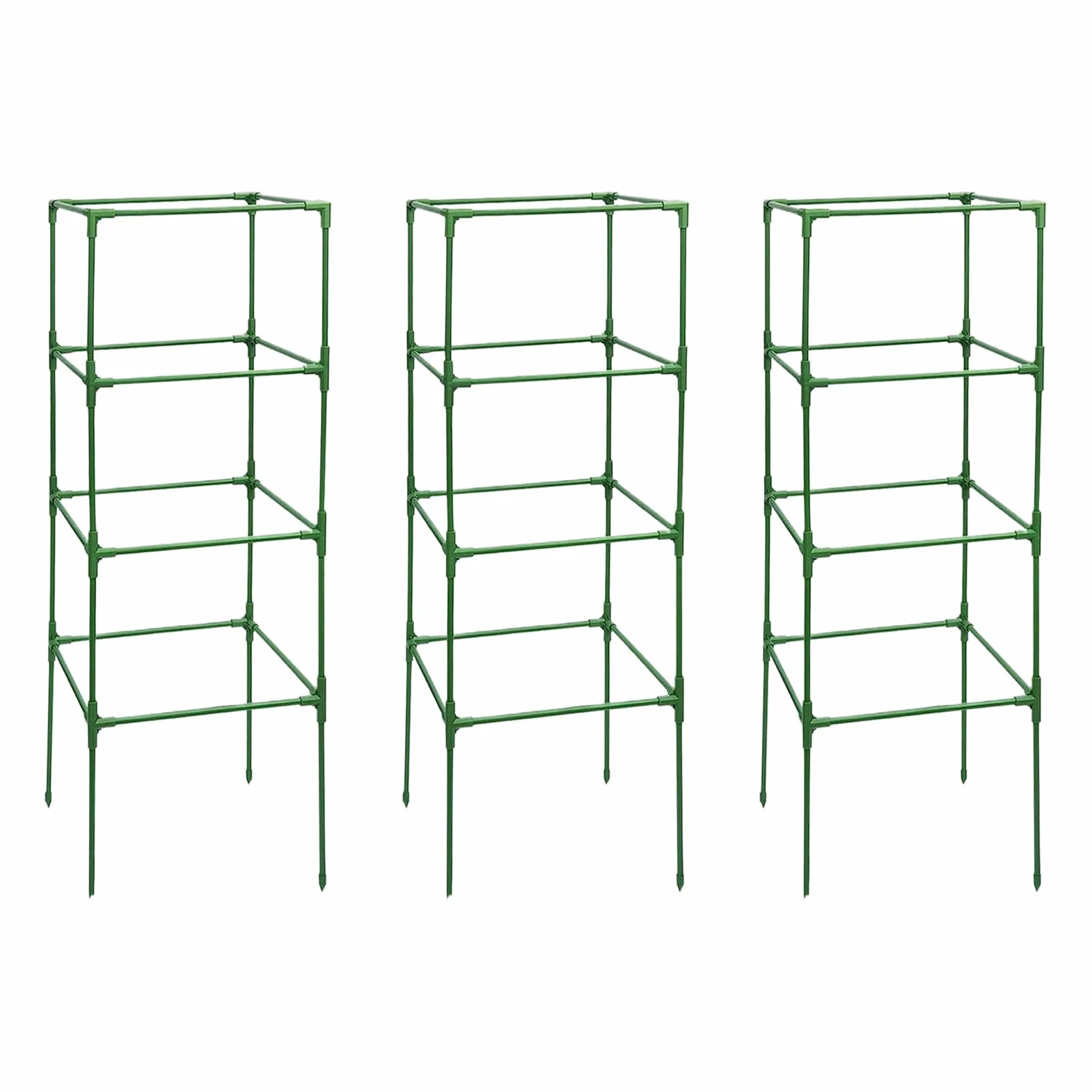 Entutorado para Tomates Soporte Cuadrado Ajustable en Altura de 3 Piezas | Tutor de Plantas Resistente para Judías Pepinos Verduras Rosas Peonías Macetas Bancal Elevado Jardín Patio Césped