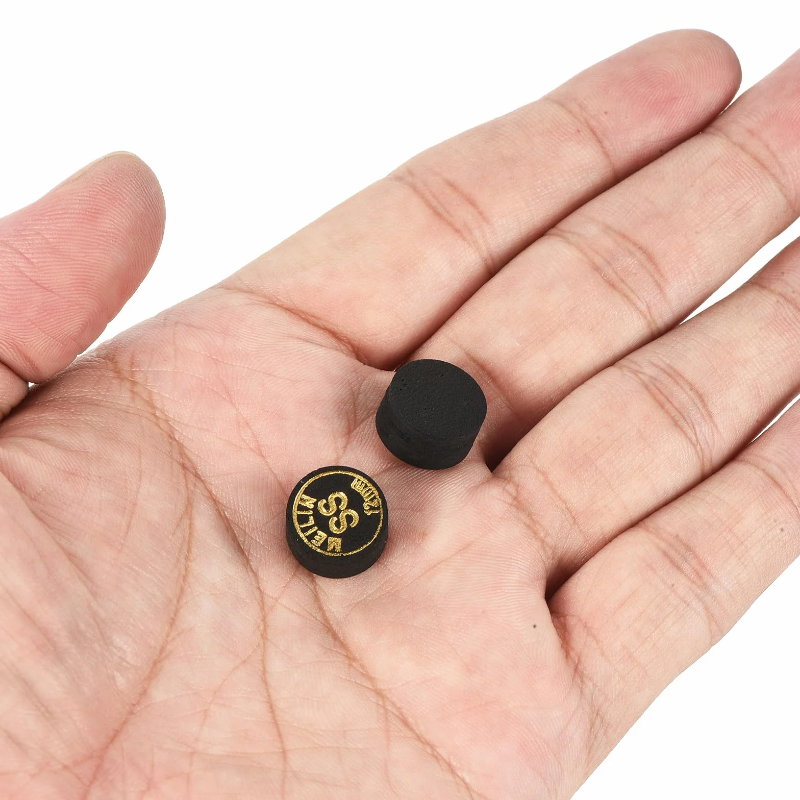 PATIKIL 12mm Billar Taco Puntas, 2 Paquete Super Suave Múltiples Capas Pool Billar Taco Puntas Laminados Pegamento Snooker Palo Puntas Billar Accesorios, Negro
