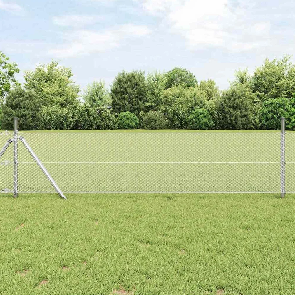 Genérico Cerca Hexagonal Plateado 0,8 x 50 m Acero galvanizado,Bricolaje,Vallas de jardín,Paneles de Vallas,Plata,42005713