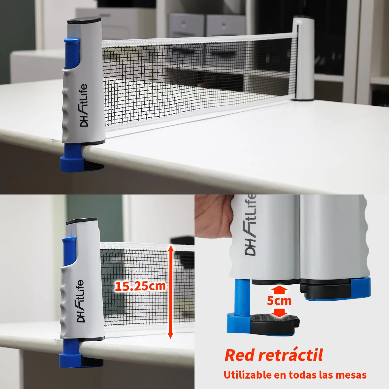 Juego de Raquetas de Ping Pong para 2 Jugadores con Red Móvil Extensible, 3 Pelotas, Bolsa de Almacenamiento