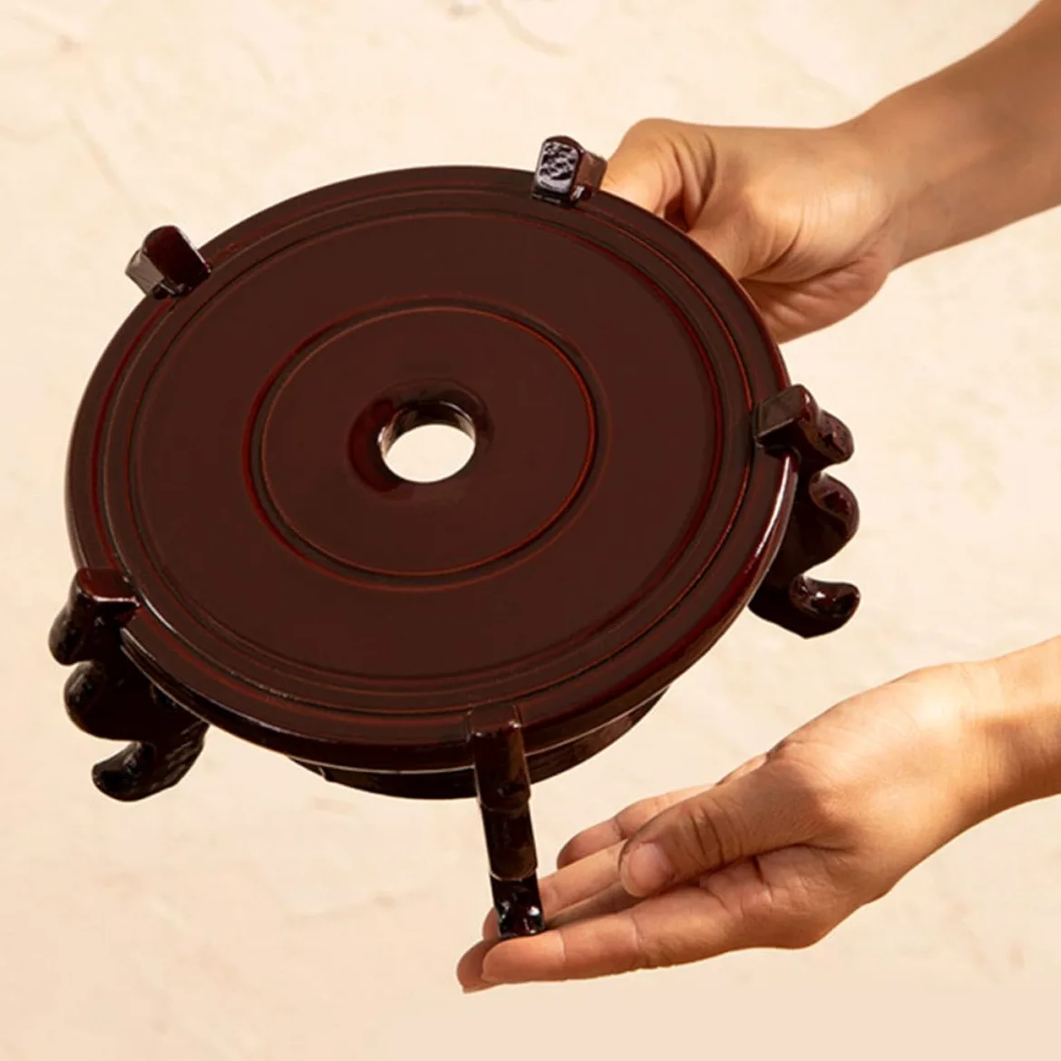 Soporte de Madera y Evitar Humedad Patas Pequeñas , Fácil de Transportar para Macetas Adecuado para Decoración de Mesa Hogar
