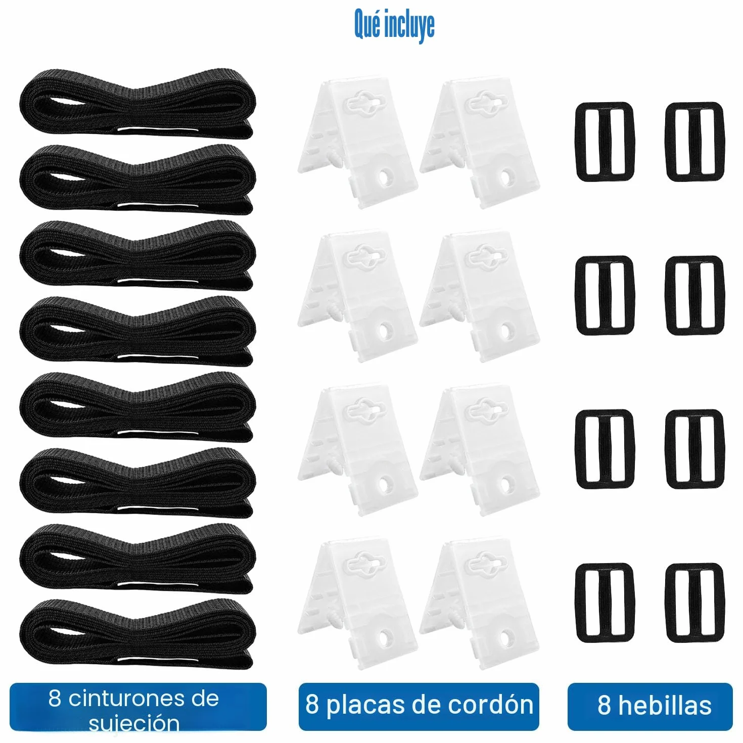 Kit De Fijación Para Carrete De Cubierta Solar 8 Piezas Con Correas Espiral Placas Hebillas