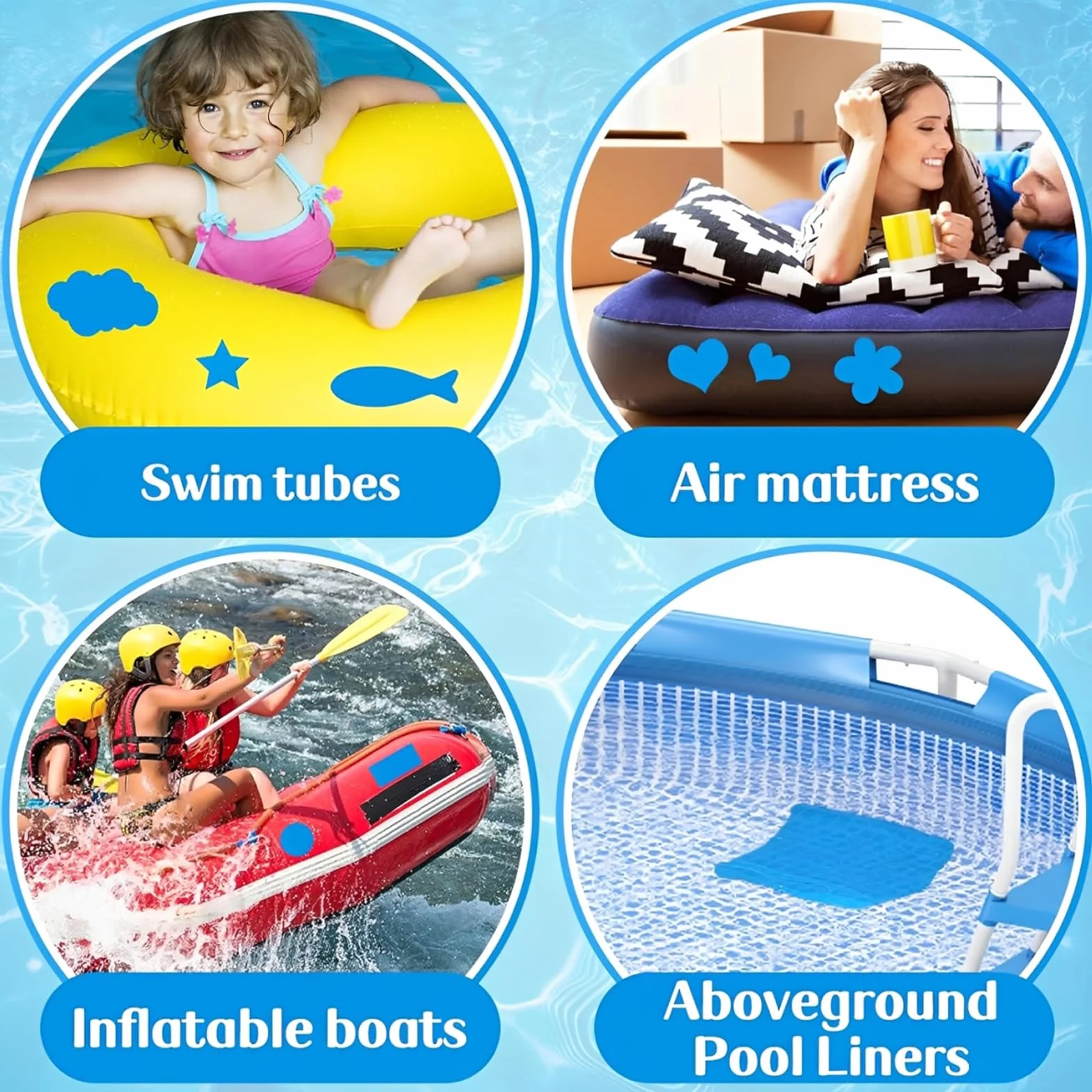 Parches Piscina Autoadhesivos Reparación Impermeables 4FT x 2.8FT PVC Pool Liner Repair Patch
