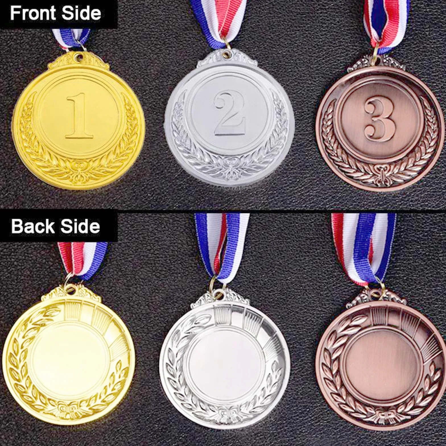 Medalla de Metal con Números, Doradas Plateadas y Bronce, Aleación de Zinc 3 Piezas