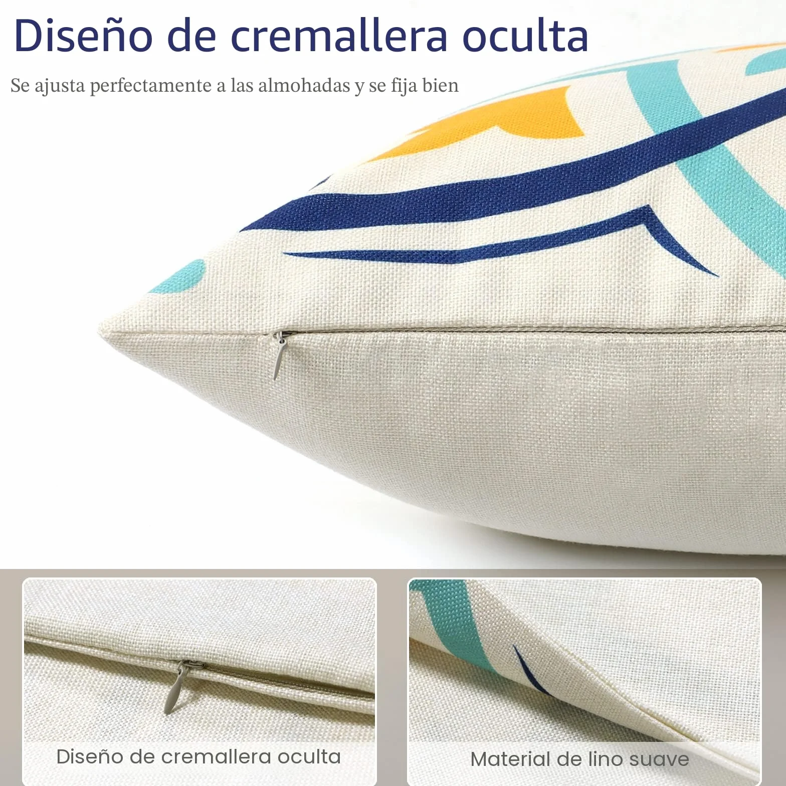 Dremisland 4 Piezas Funda de Cojín Exterior Impermeable Lino Estampado Floral 45x45cm