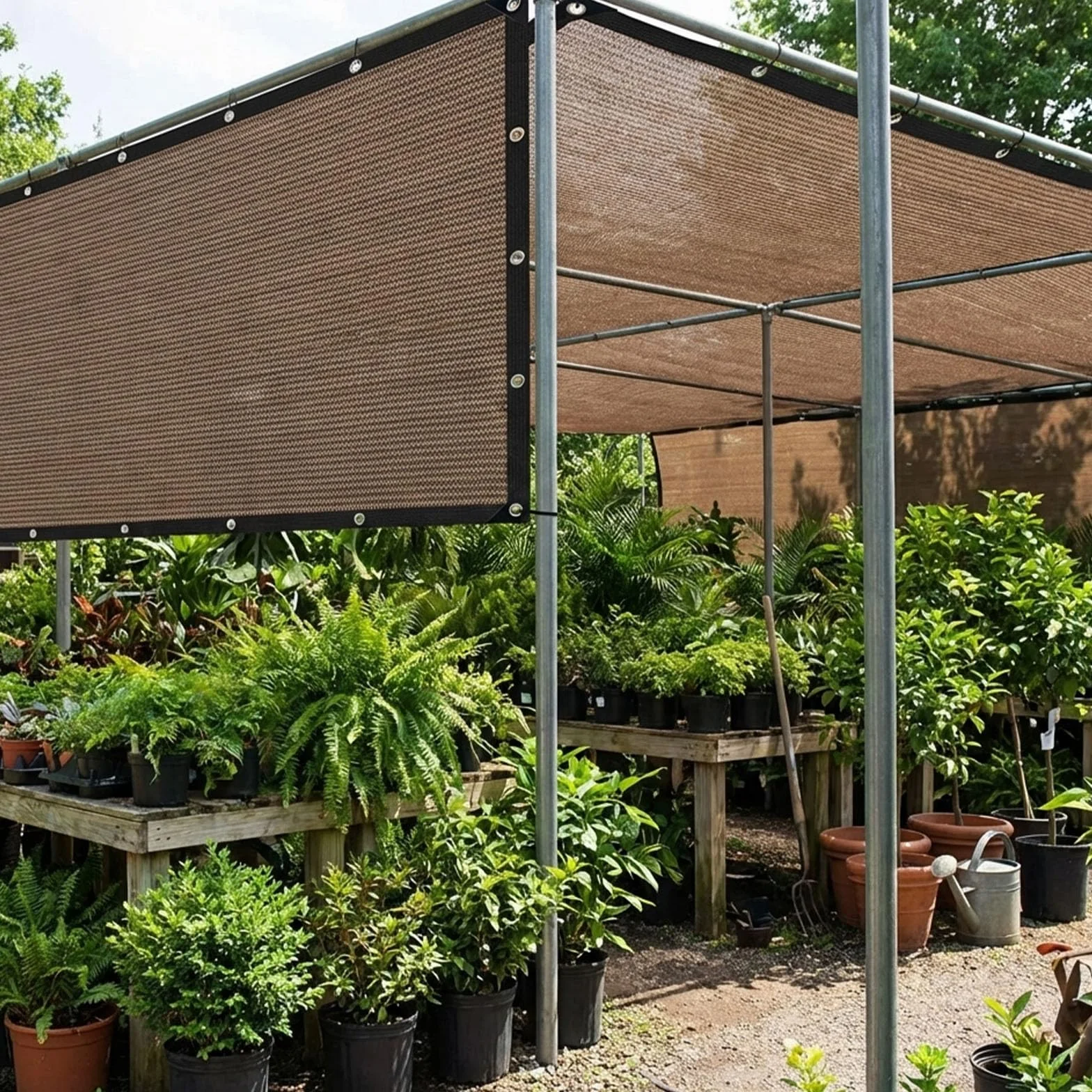 Malla de Sombreo 80% Tela de Sombra para Jardín Exterior con Ojales Marrón 3x4m