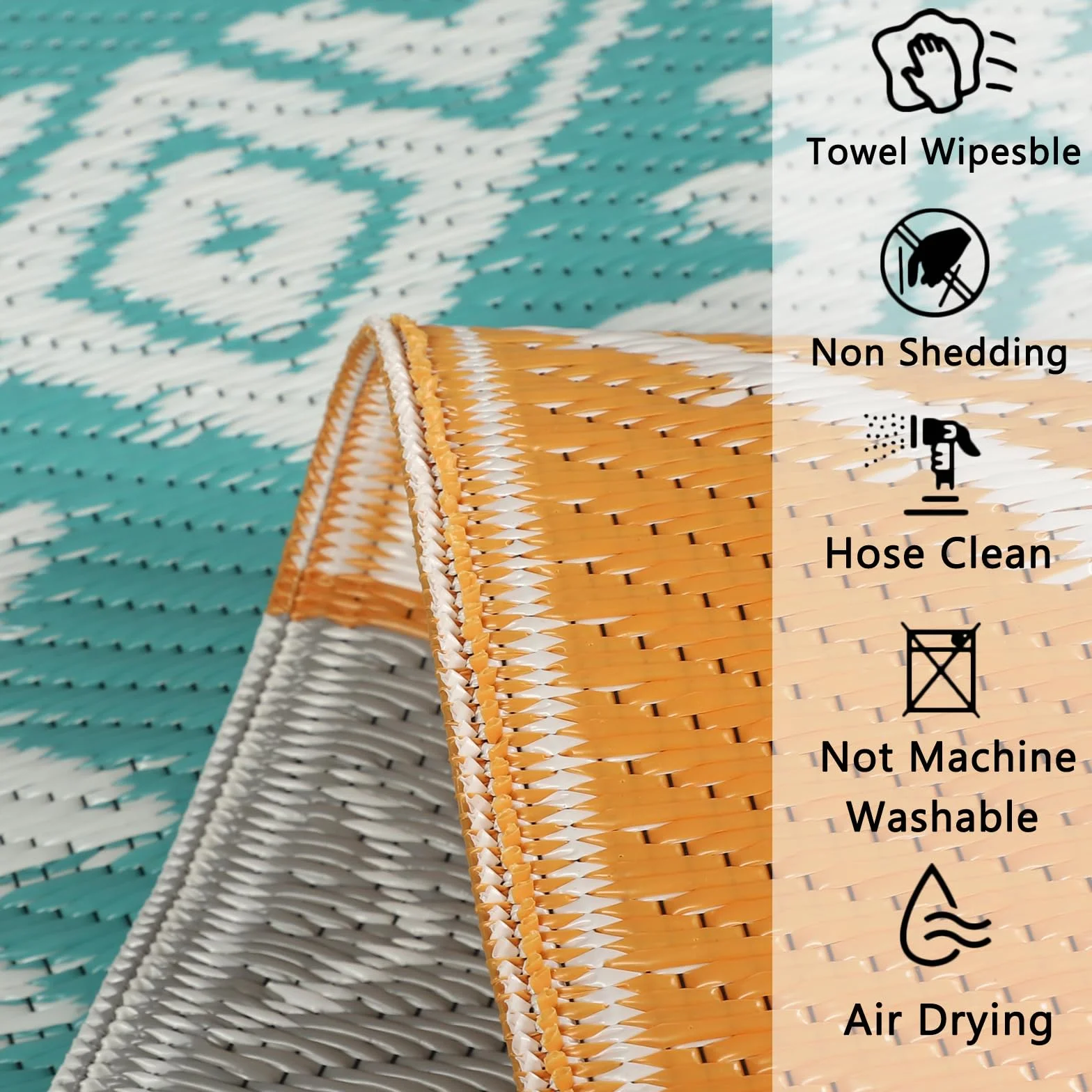Famibay Alfombra Exterior 180x270cm Impermeable Reversible Plástico Resistente UV Gris Amarillo