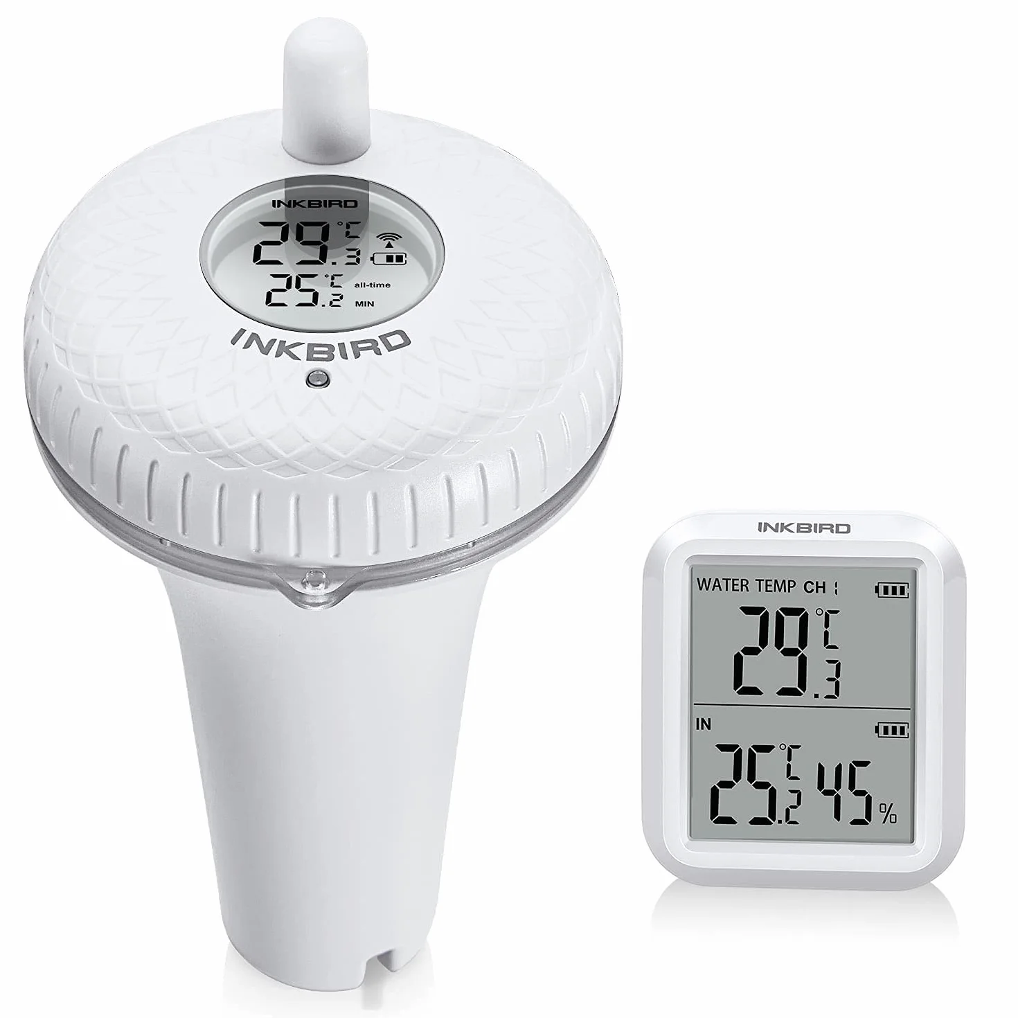 Inkbird Termómetro Flotante para Piscinas con Transmisor Inalámbrico y Monitor de Temperatura Humedad