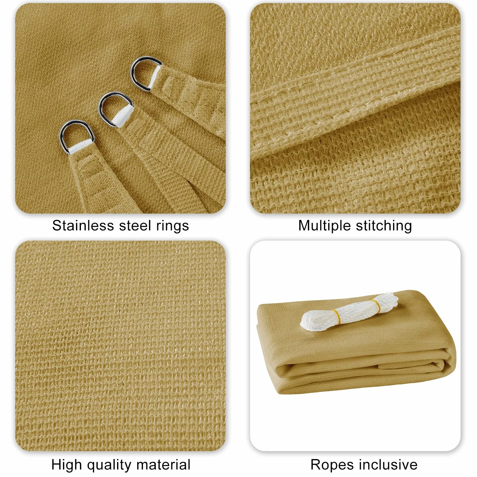 HAIKUS Toldo Vela Rectangular 4x6 m HDPE Transpirable 98% Protección UV para Exterior