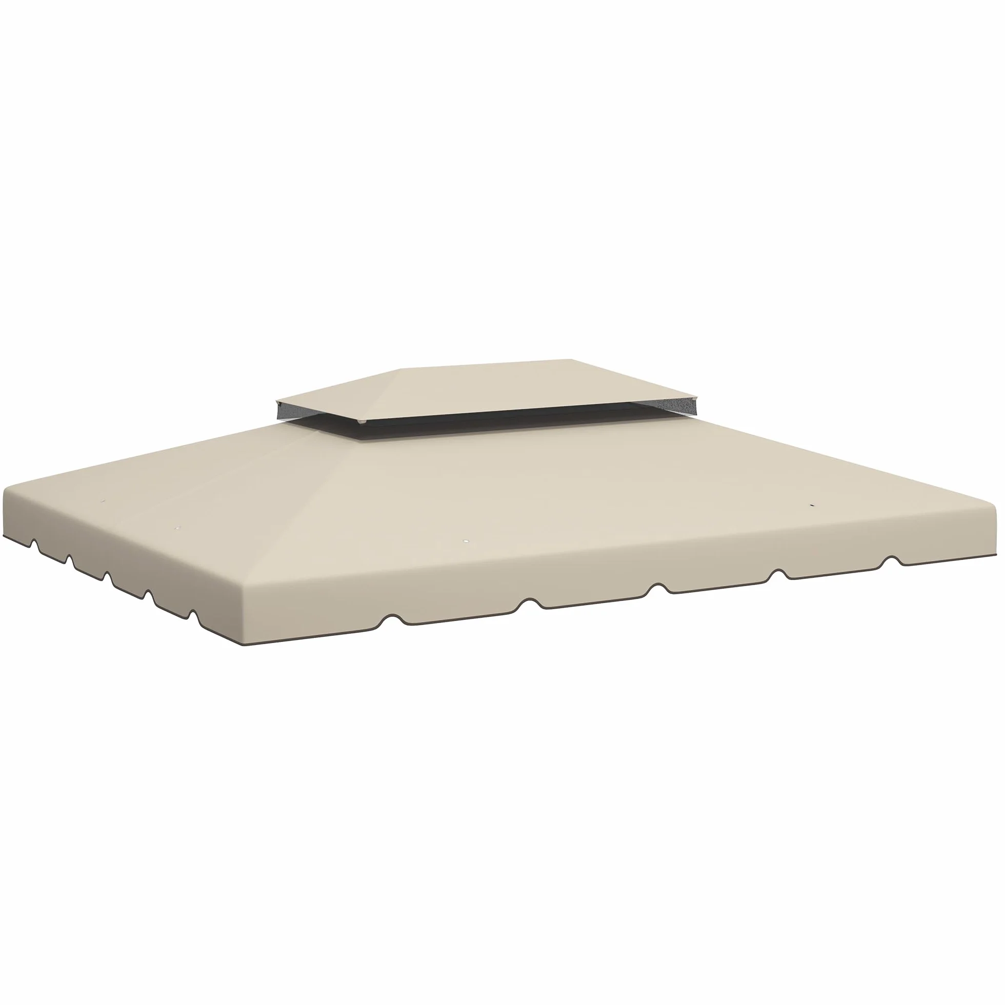 Outsunny Techo de Repuesto para Cenador, 4x3 m, Cubierta de Repuesto con Doble Techo, 8 Orificios de Drenaje, Solo Toldo de Recambio para Pabellón Gazebo, Beige