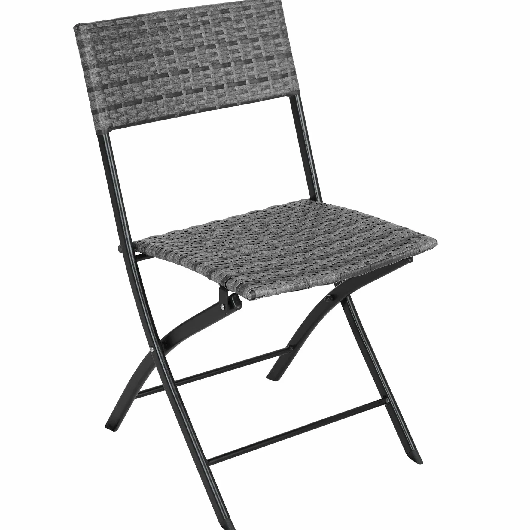 tectake Conjunto Jardín Exterior de Ratán y Acero para 2 Personas, Muebles Resistentes a Intemperie, Plegable, Gris