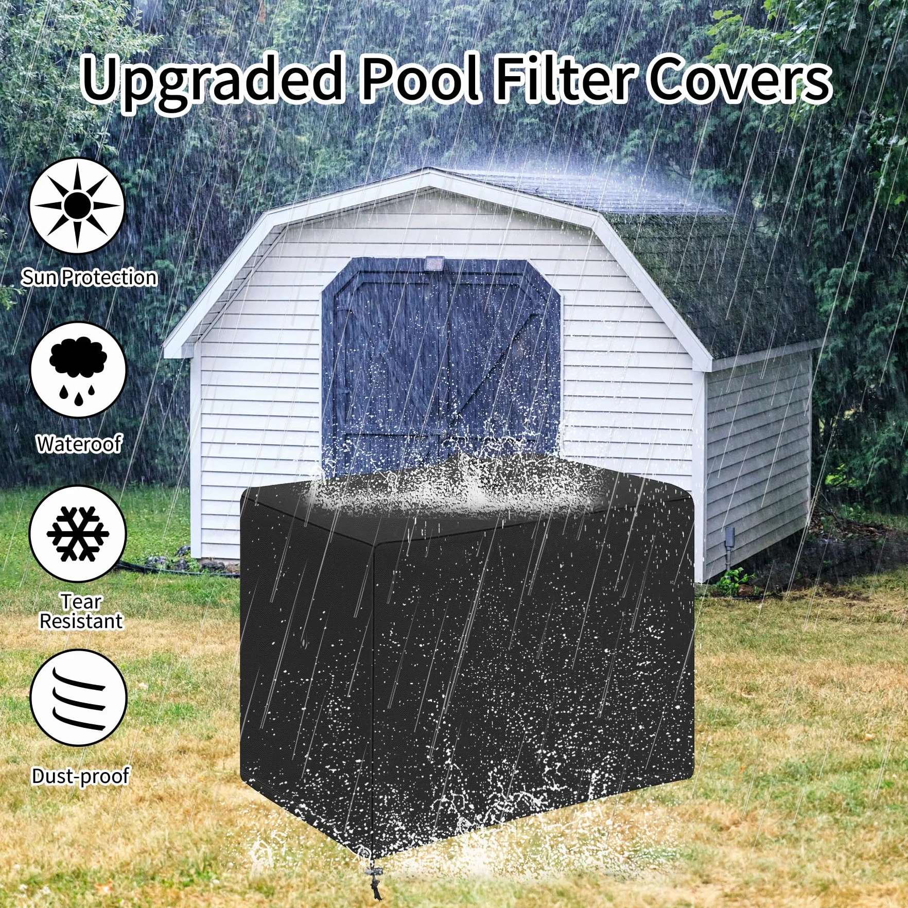 TZEKING Cubierta Impermeable para Bomba de Piscina INTEX Filtro, 84 x 61 x 86 cm