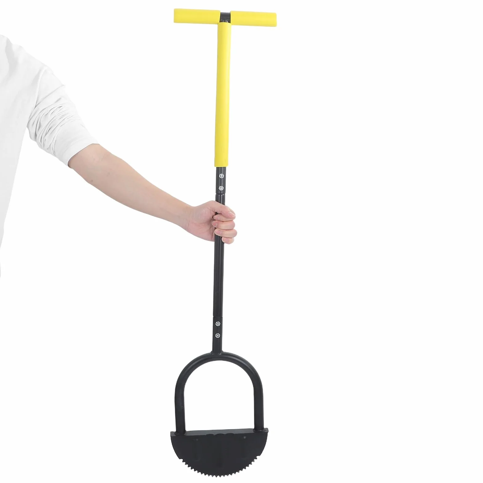 Yardwe Herramienta Aireadora de Suelo Manual con Mango en T, Bordeadora de Césped Dentada para Aflojar Tierra, Pala para Jardín y Huerto, Herramienta Resistente para Jardinería y Cuidado
