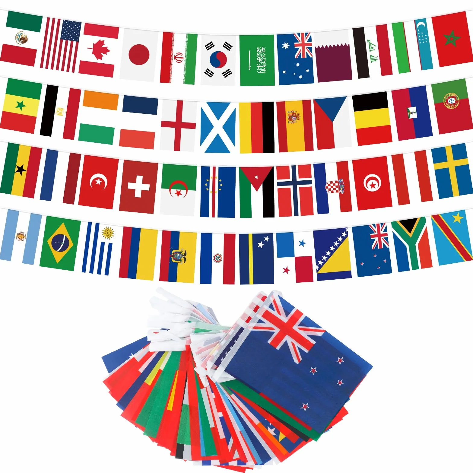 G2PLUS Guirnalda Banderas Copa del Mundo 15 m Mundial 2026 Decoración Fútbol 14 x 21 cm