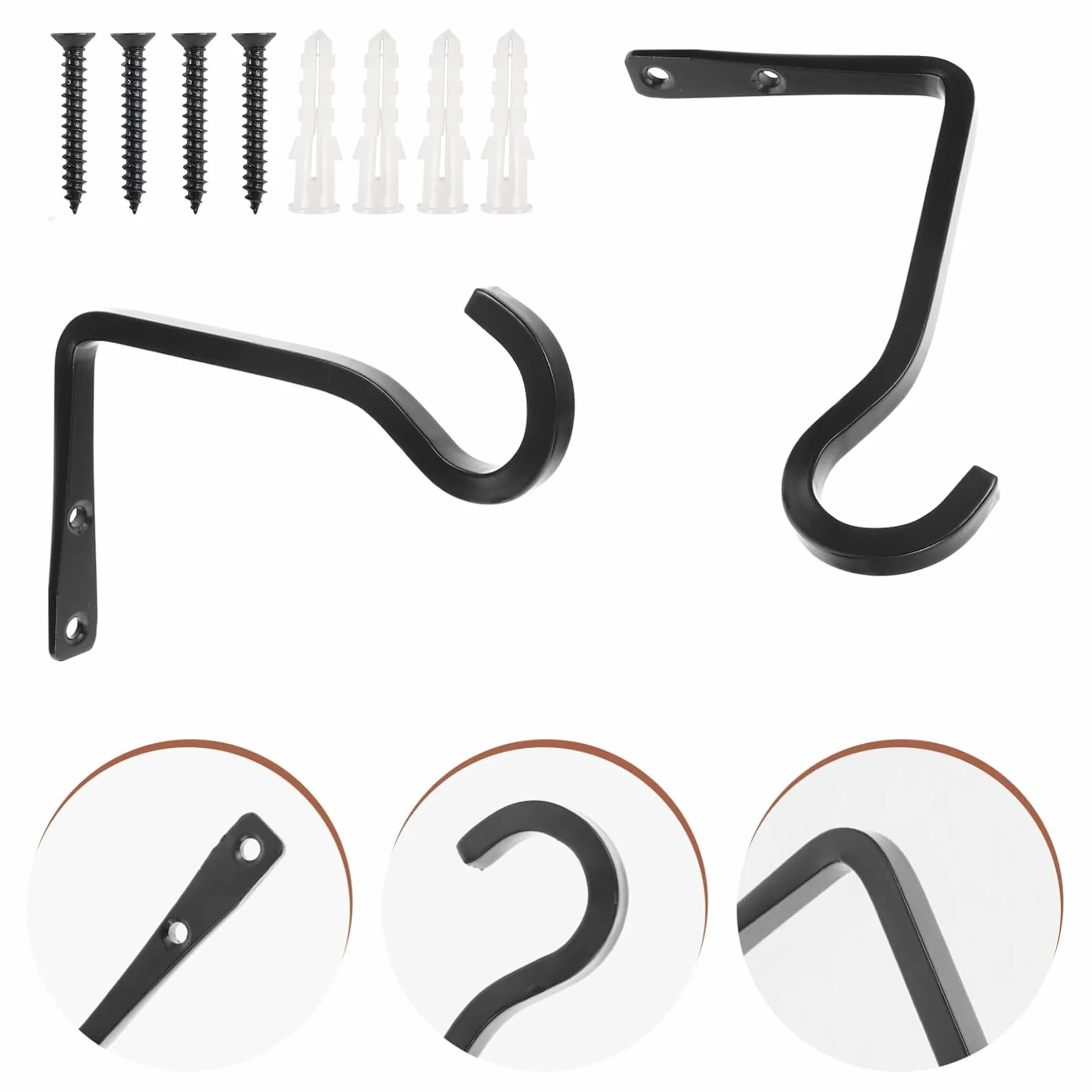 KIMHOME 2 ganchos de pared de hierro soporte para plantas colgantes exterior negro