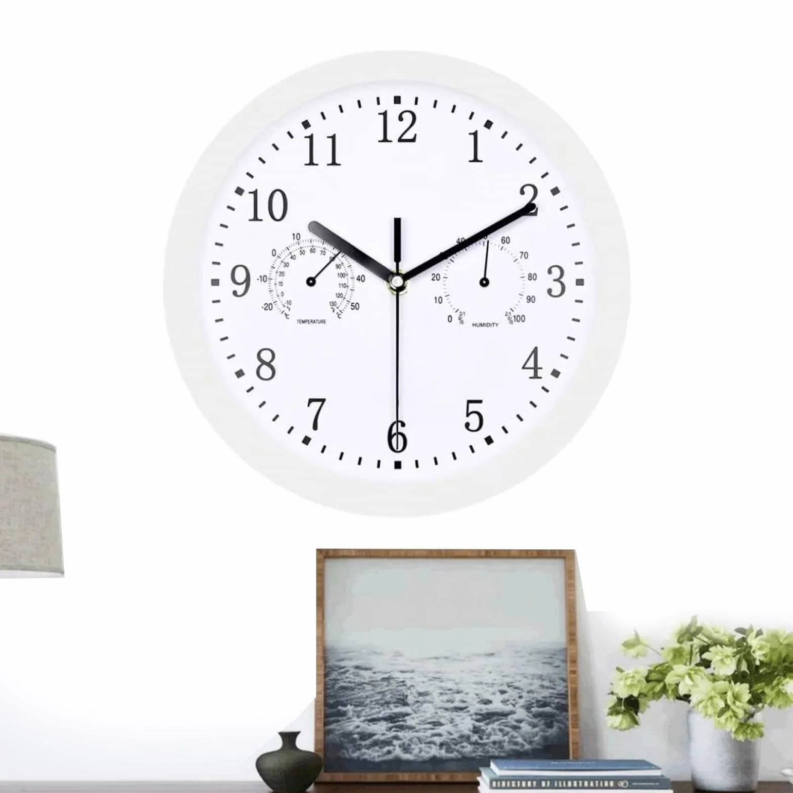 Reloj de pared exterior 10 pulgadas resistente a la intemperie con termómetro e higrómetro