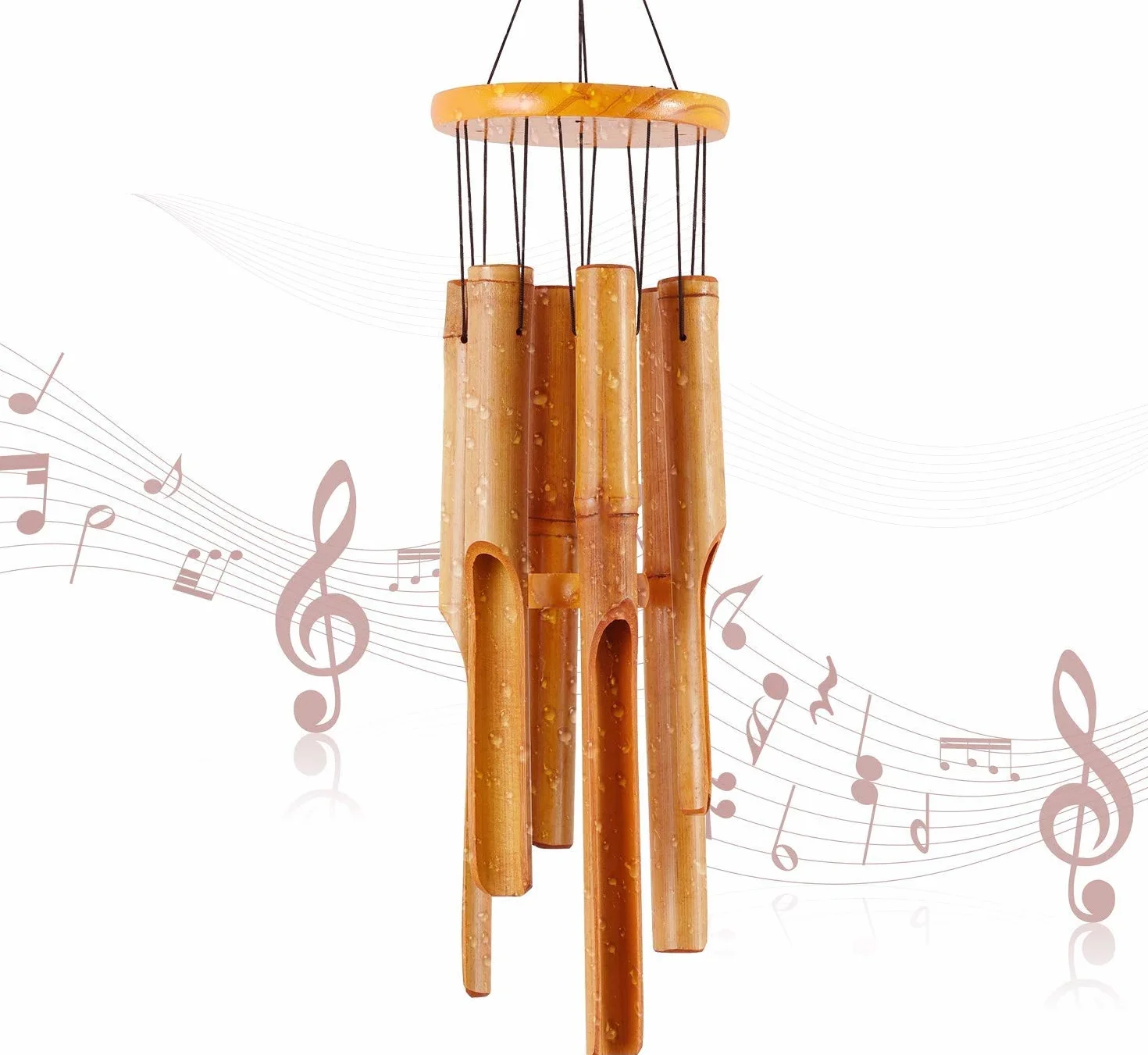 Campanillas de Viento de Bambú de Madera Decorativas 32 pulgadas para Jardín Patio