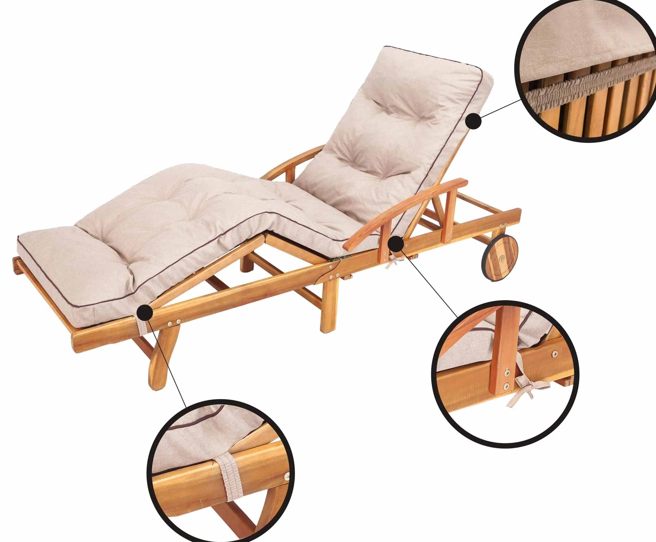 Cojín para Tumbona de Exterior 200 x 55 cm Impermeable Beige