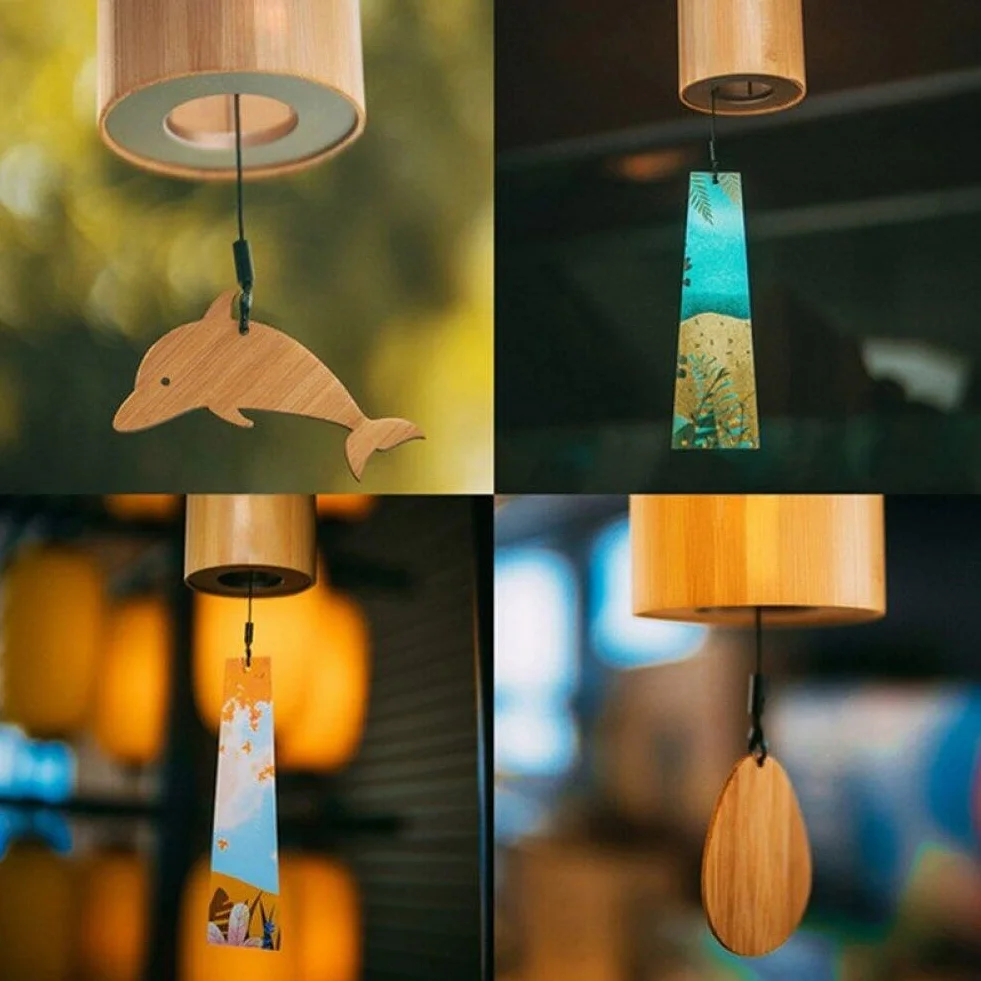 Wudaizhi Campana De Viento De Bambú, Campanillas De Viento, Artesanía, Jardín Al Aire Libre, Patio, Decoración del Hogar, Meditación Zen, Acorde C G