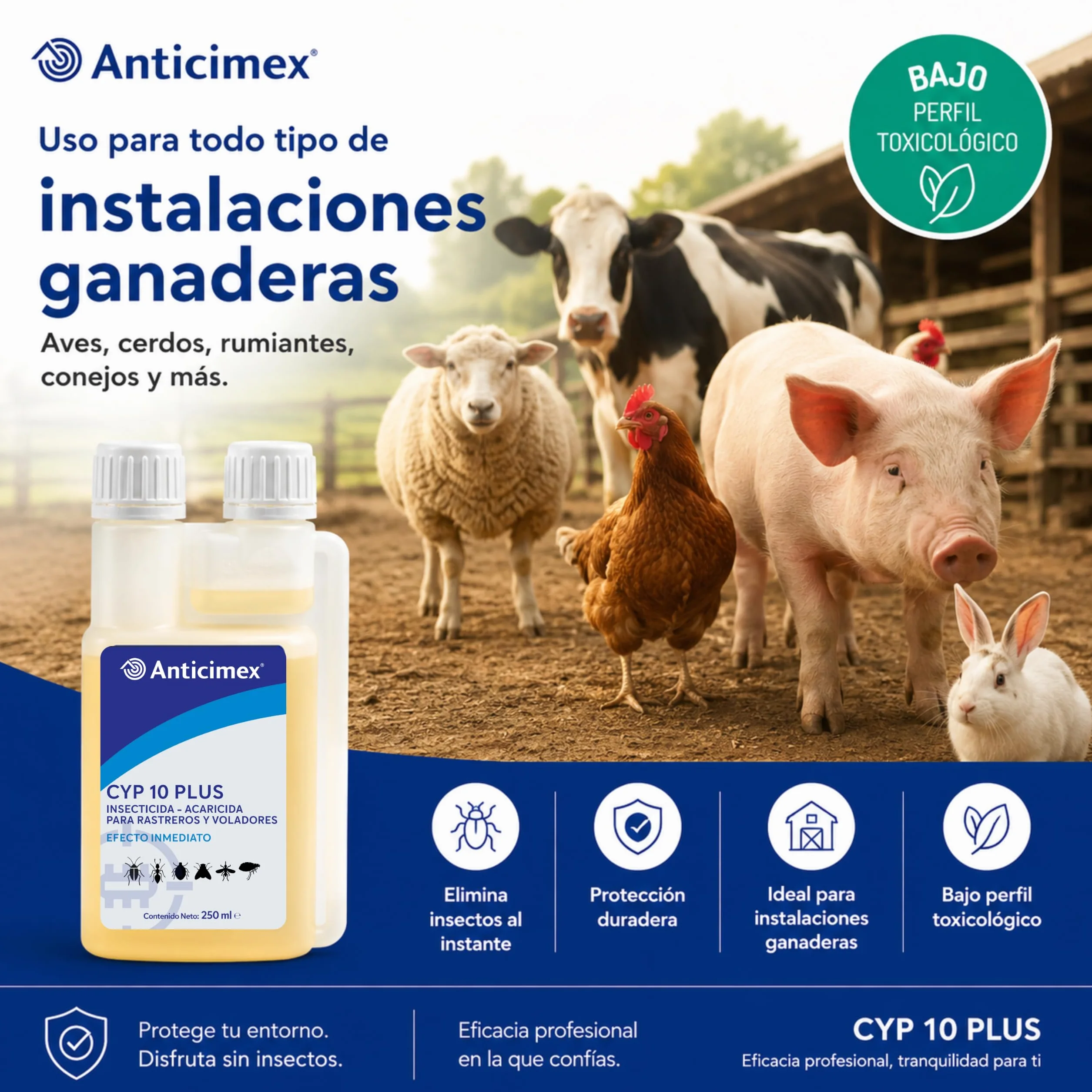 Anticimex Insecticida Concentrado CIPERGEN 9,3% 250 ml Cucarachas Mosquitos Hormigas