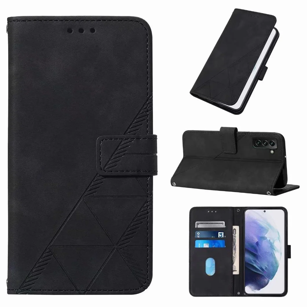Funda Samsung Galaxy S23 FE, TPU suave, cuero, a prueba de golpes, atril, cierre magnético, negro